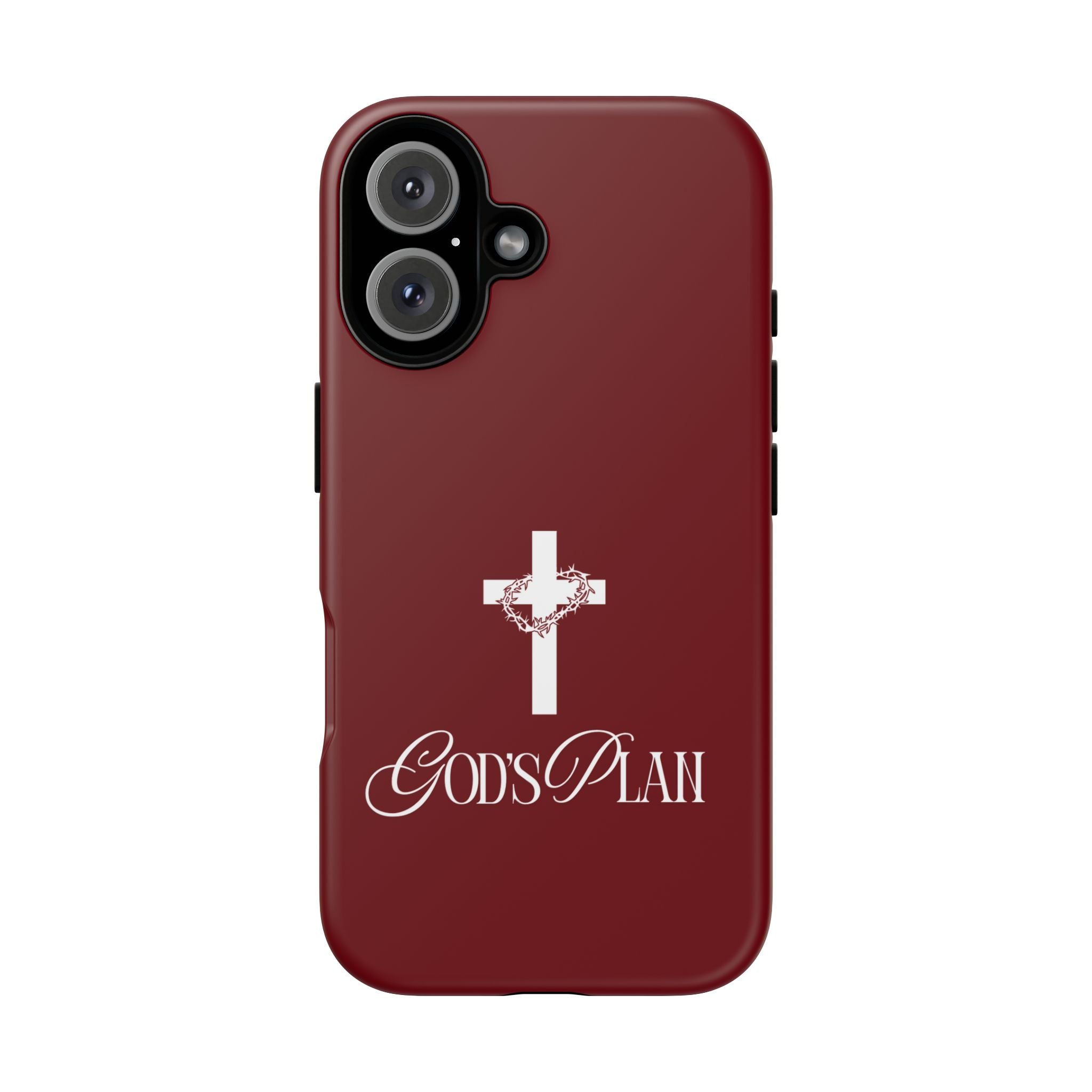 God's Plan — Christian Tough Phone Case | Cross Faith Burgundy Cover