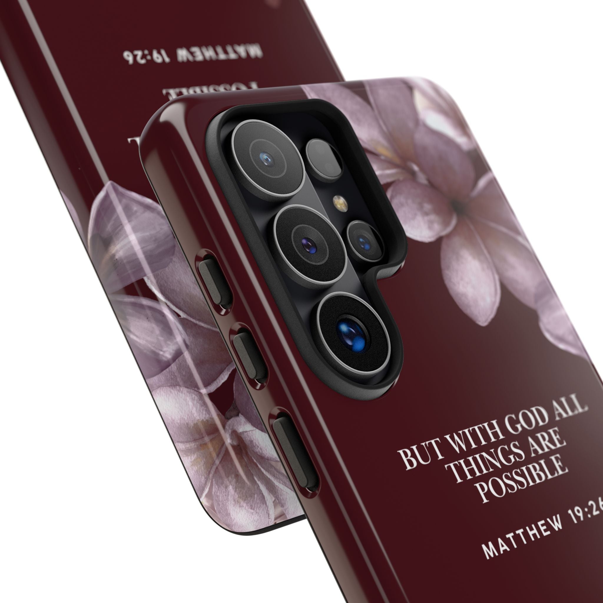 But With God All Things Are Possible — Floral Bible Verse Christian Tough Phone Case