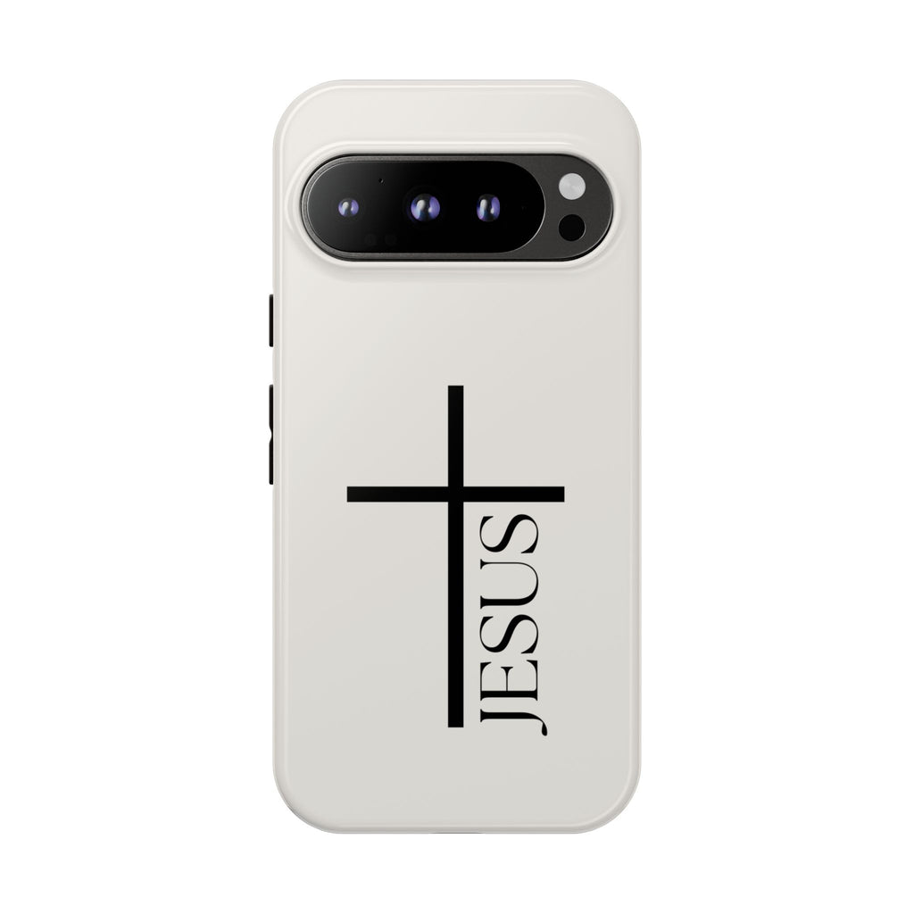 Christian Cross Phone Case - JESUS Vertical Minimalist iPhone Cover