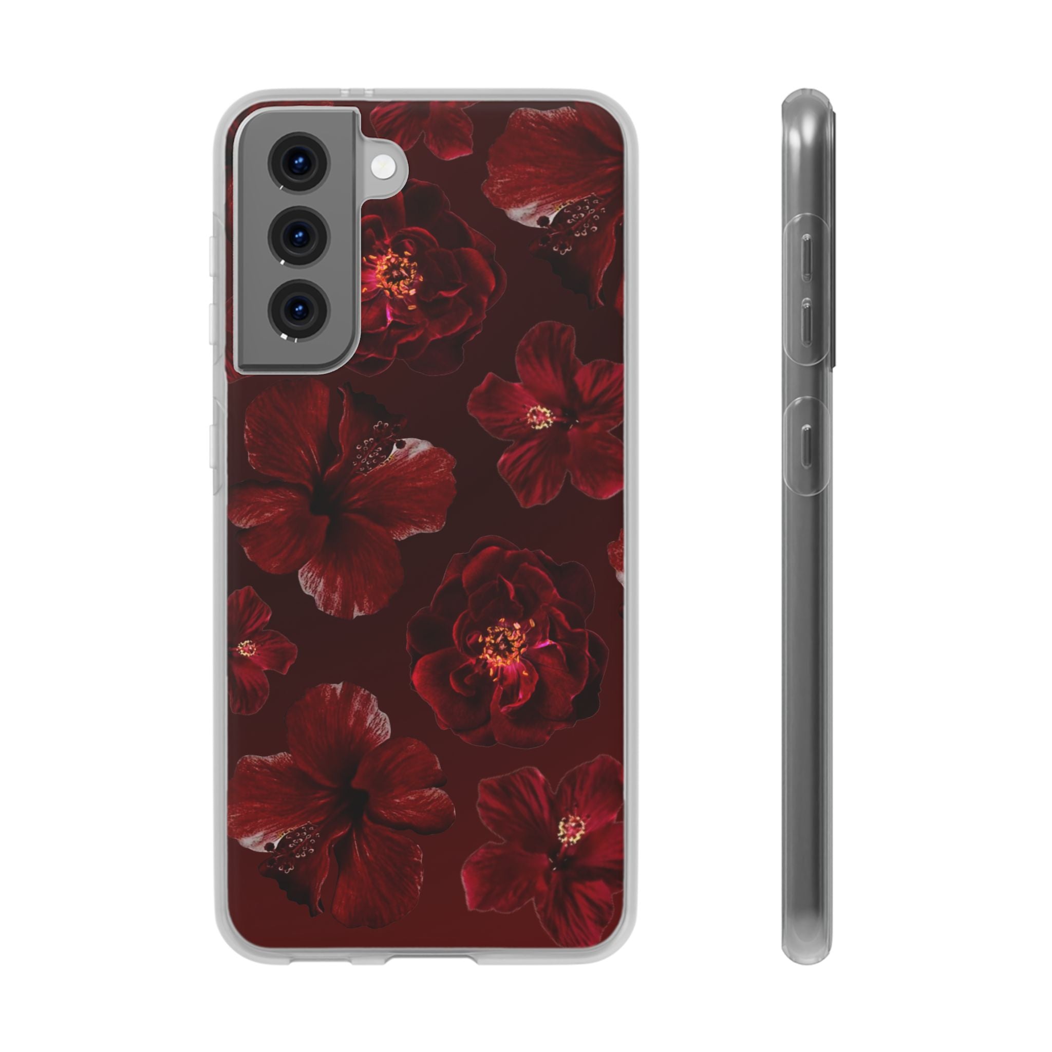 Red Floral Flexi Case — Dark Rose Phone Case
