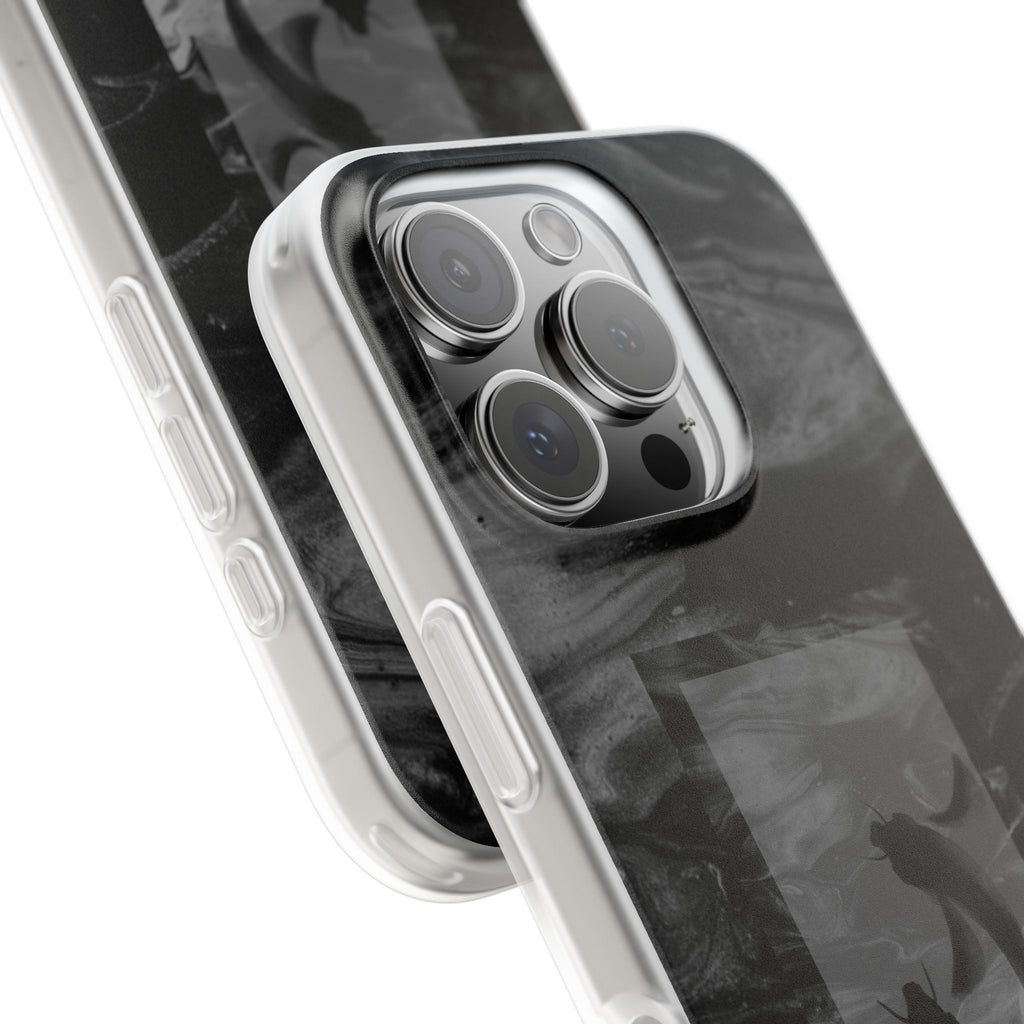 Black Koi Phone Case — Minimalist Monochrome Fish Design