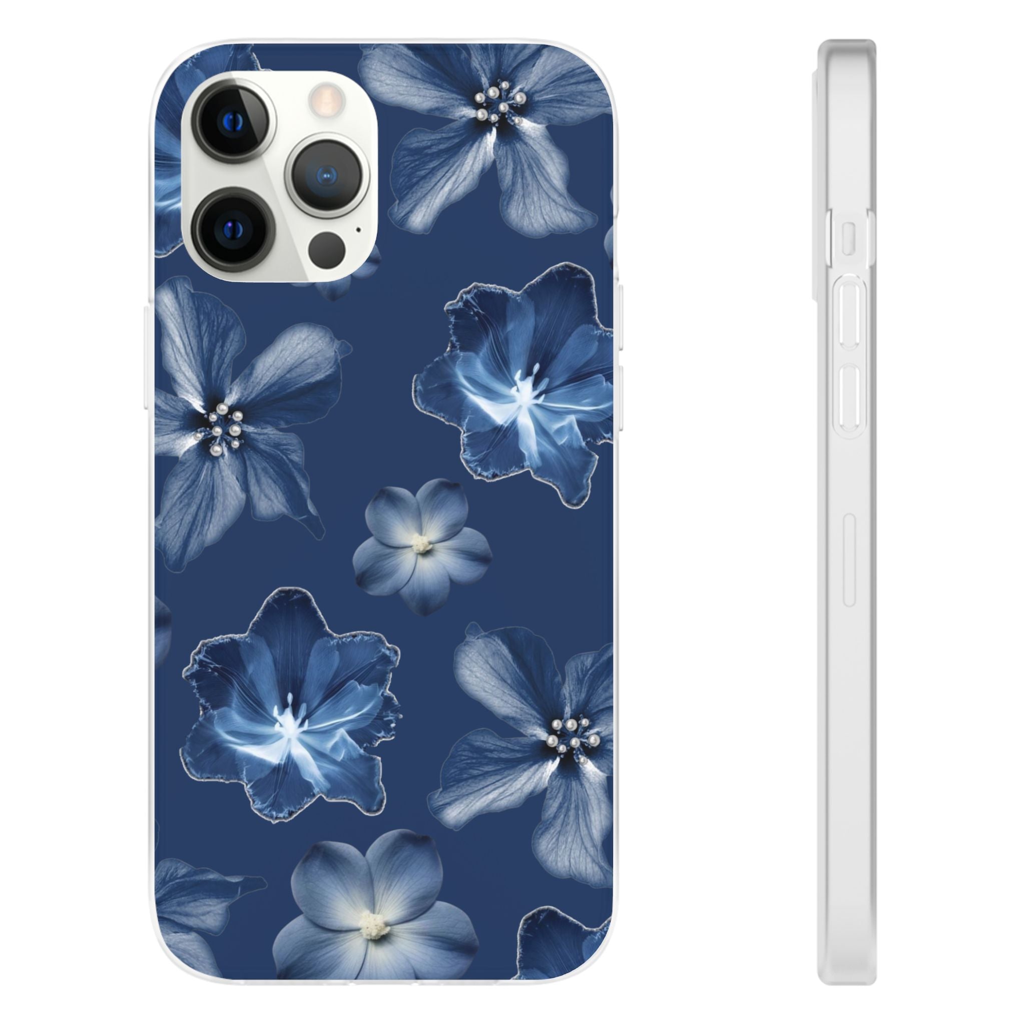 Floral Blue Phone Case — Navy Watercolor Blossom Flexi Case