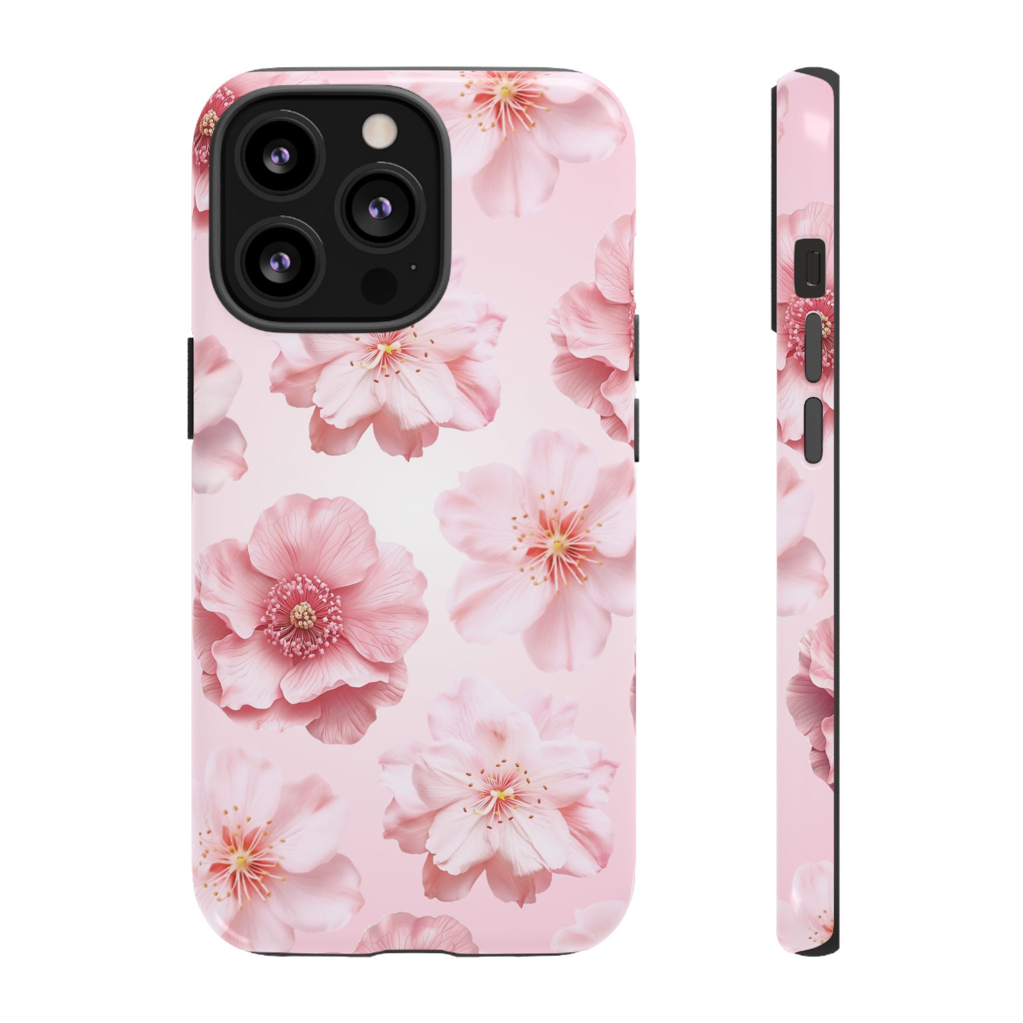 Pink Floral Tough Phone Case — Protective Sakura Blossom Design