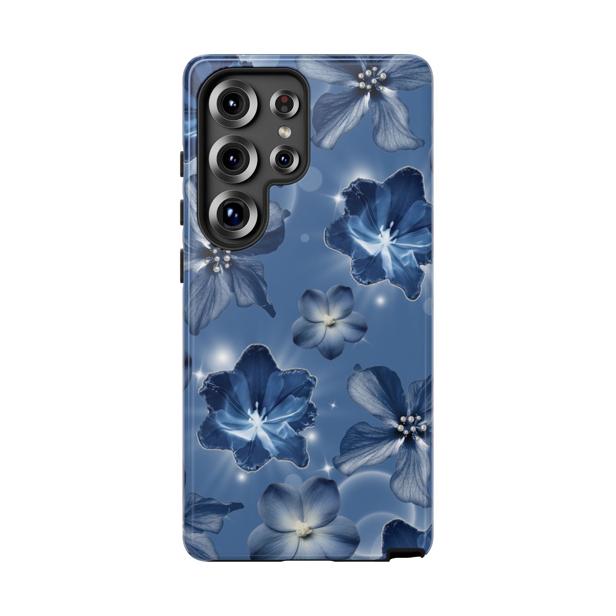 Blue Floral Tough Phone Case — Protective Blossom Design