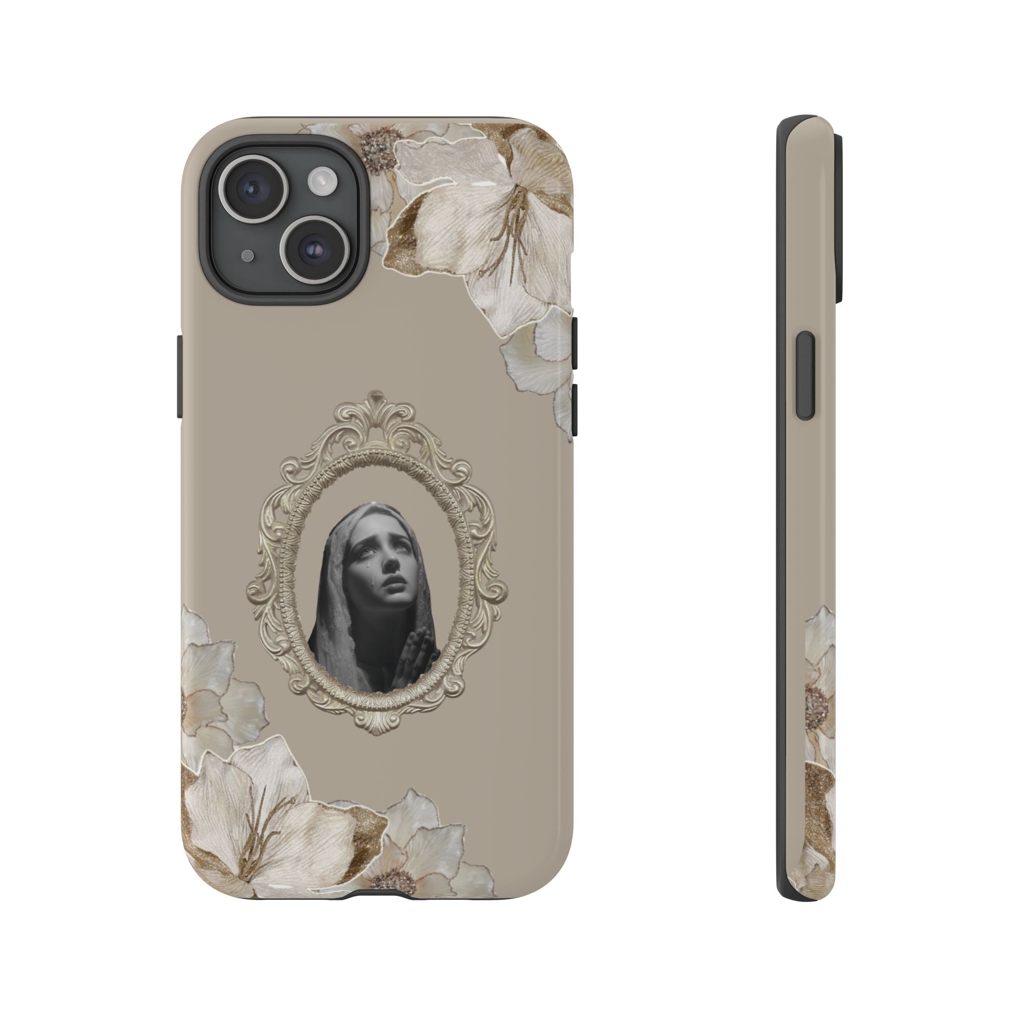 Vintage Floral Phone Case with Sacred Madonna Portrait