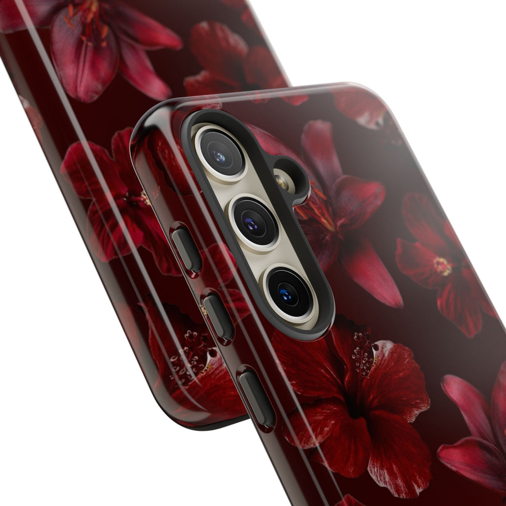 Tough Cases - Dark Red Floral Phone Case