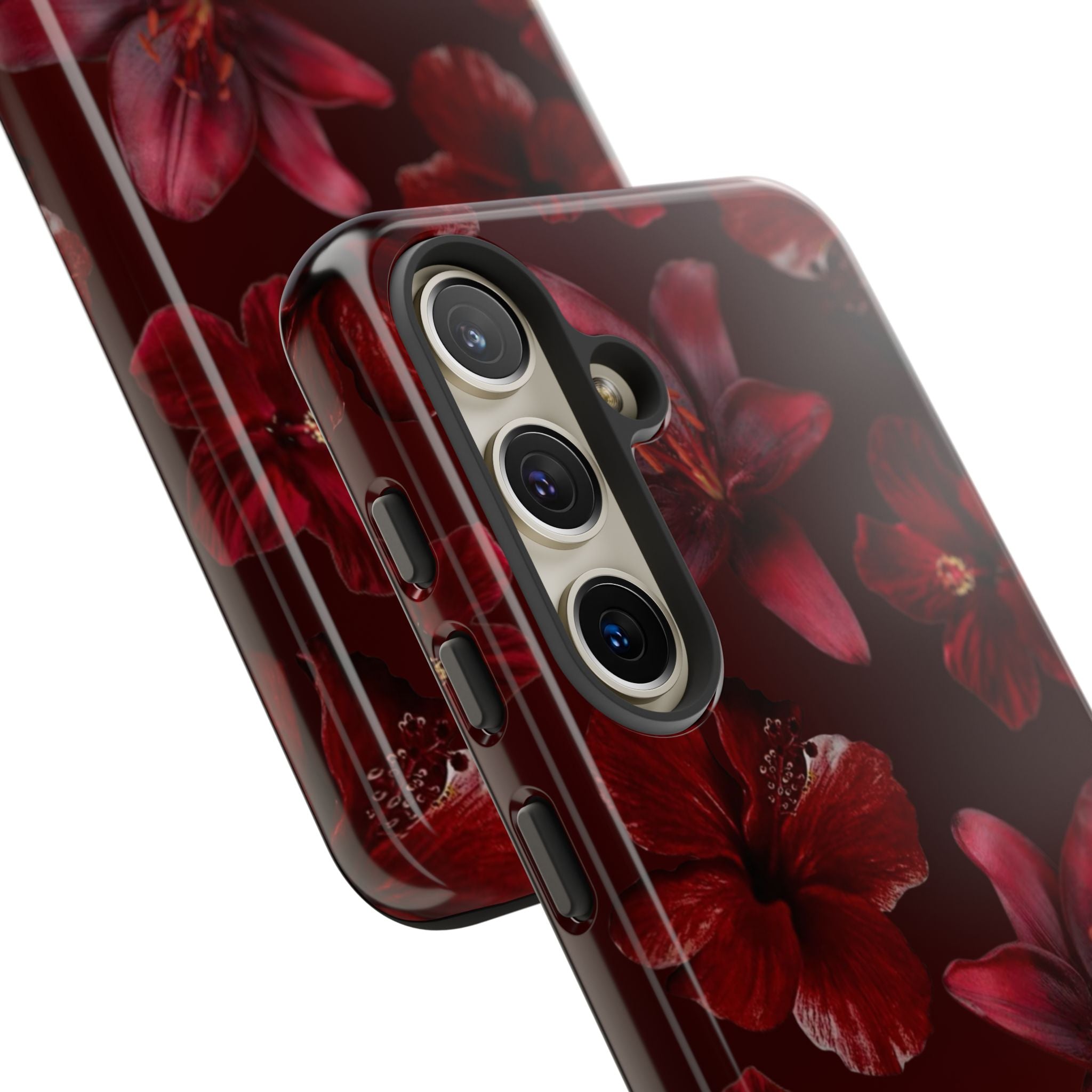 Tough Cases - Dark Red Floral Phone Case