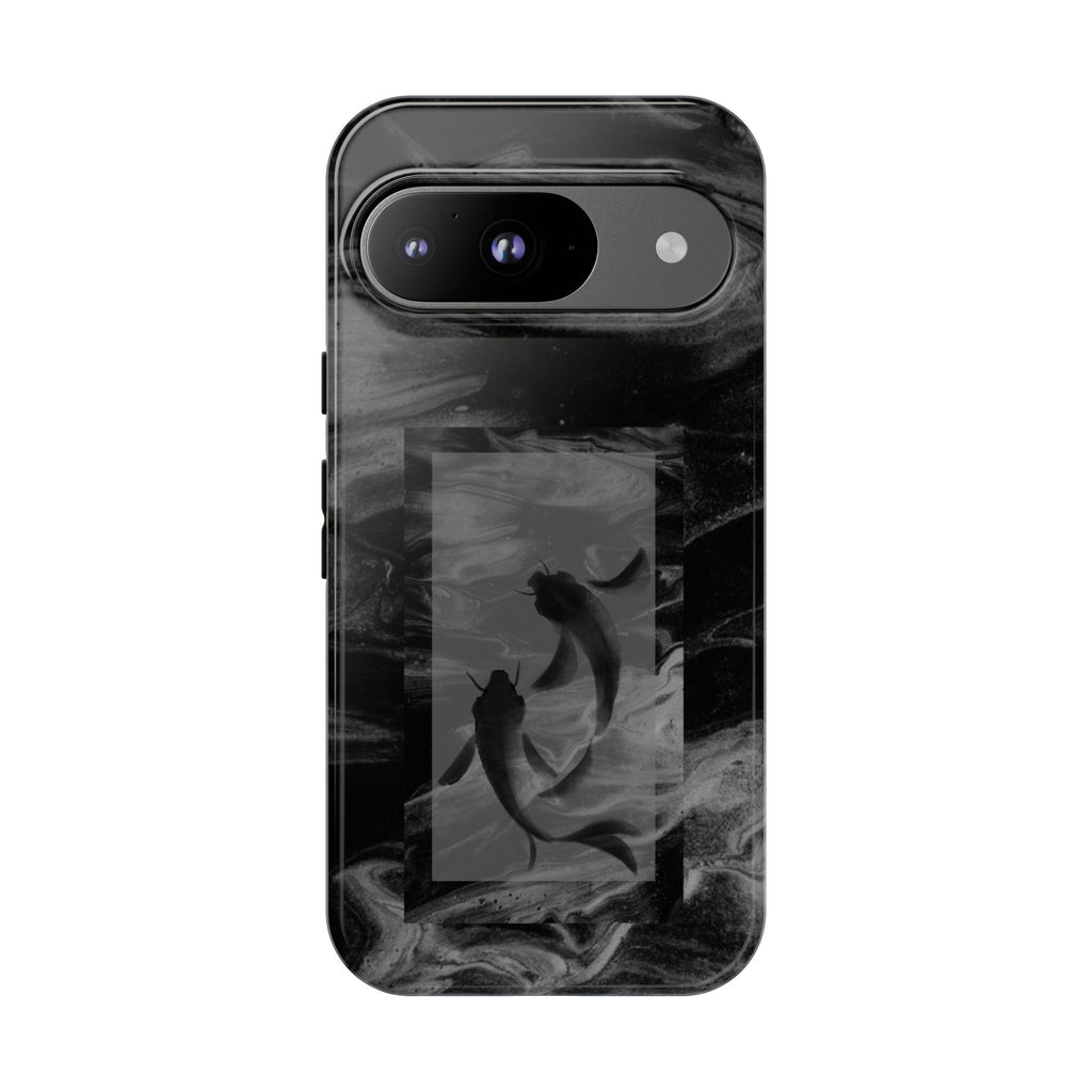 Koi Yin-Yang Marble Phone Case – Black Smoky Art Protection