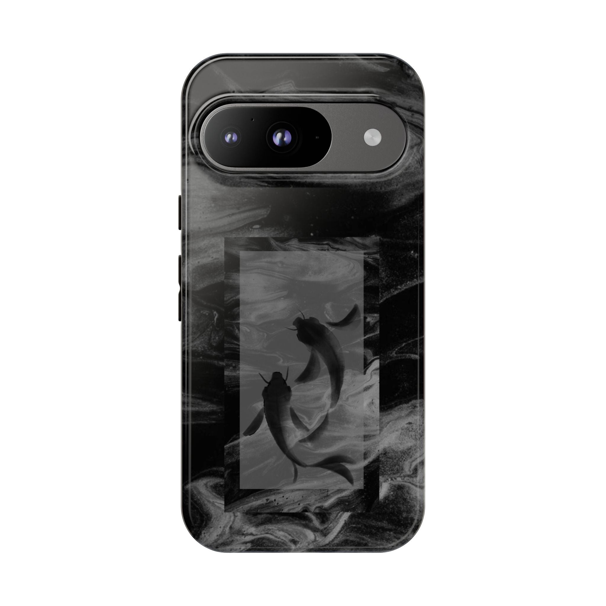 Koi Yin-Yang Marble Phone Case – Black Smoky Art Protection