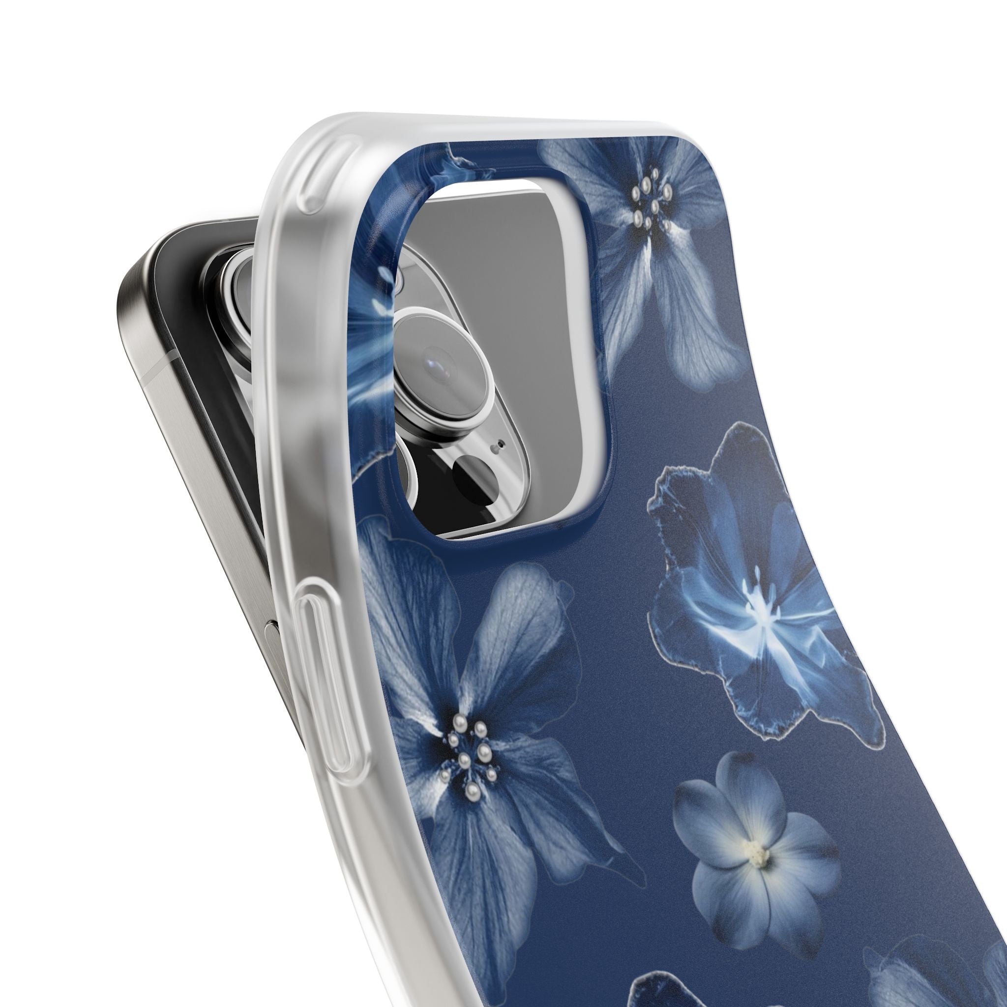 Floral Blue Phone Case — Navy Watercolor Blossom Flexi Case