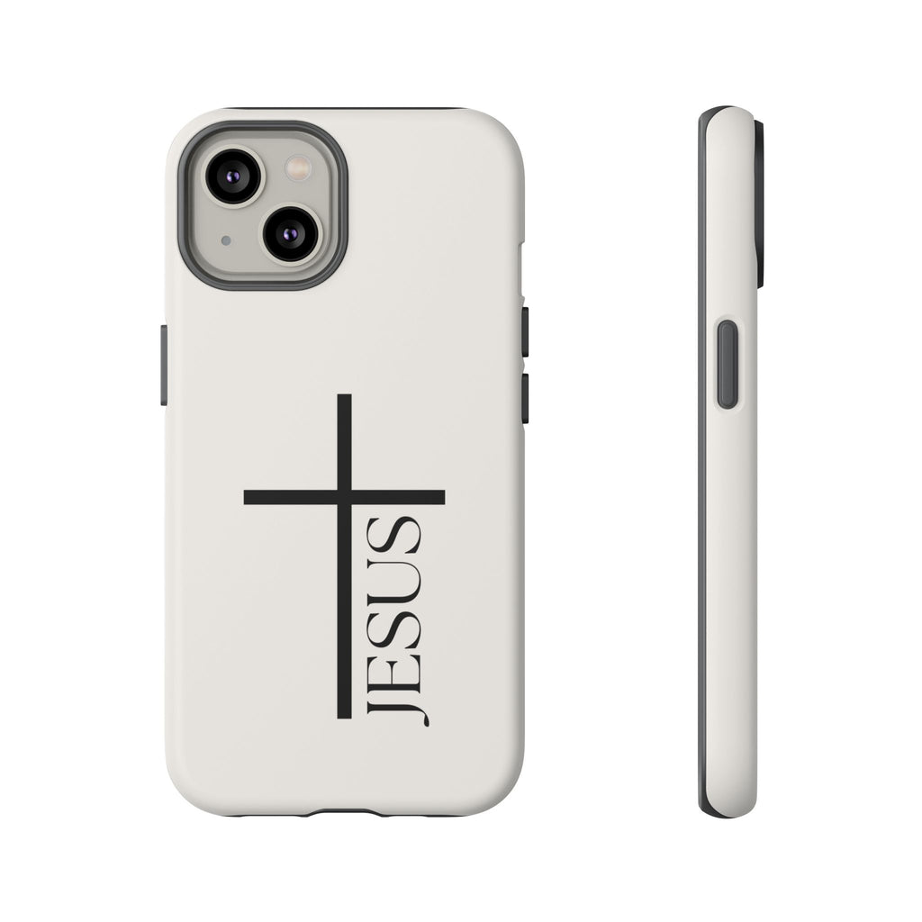 Christian Cross Phone Case - JESUS Vertical Minimalist iPhone Cover