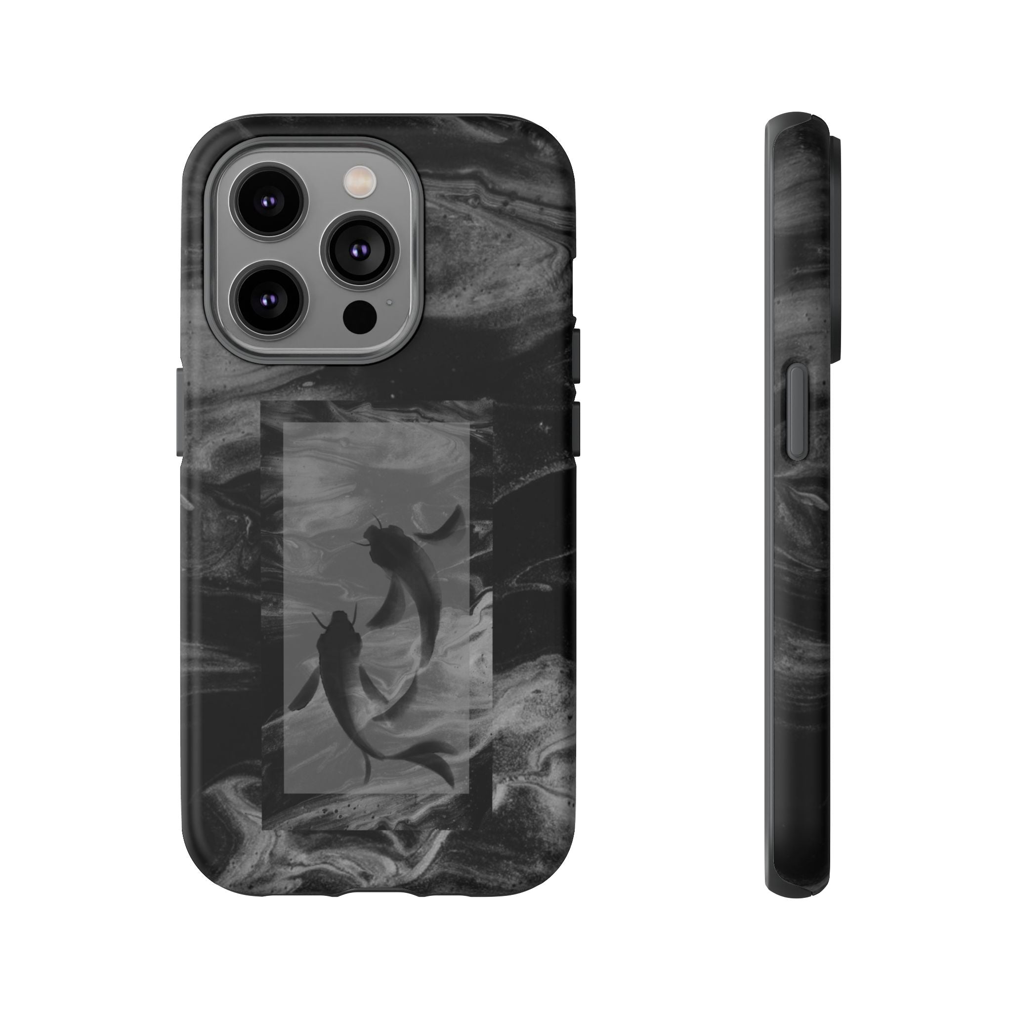 Koi Yin-Yang Marble Phone Case – Black Smoky Art Protection