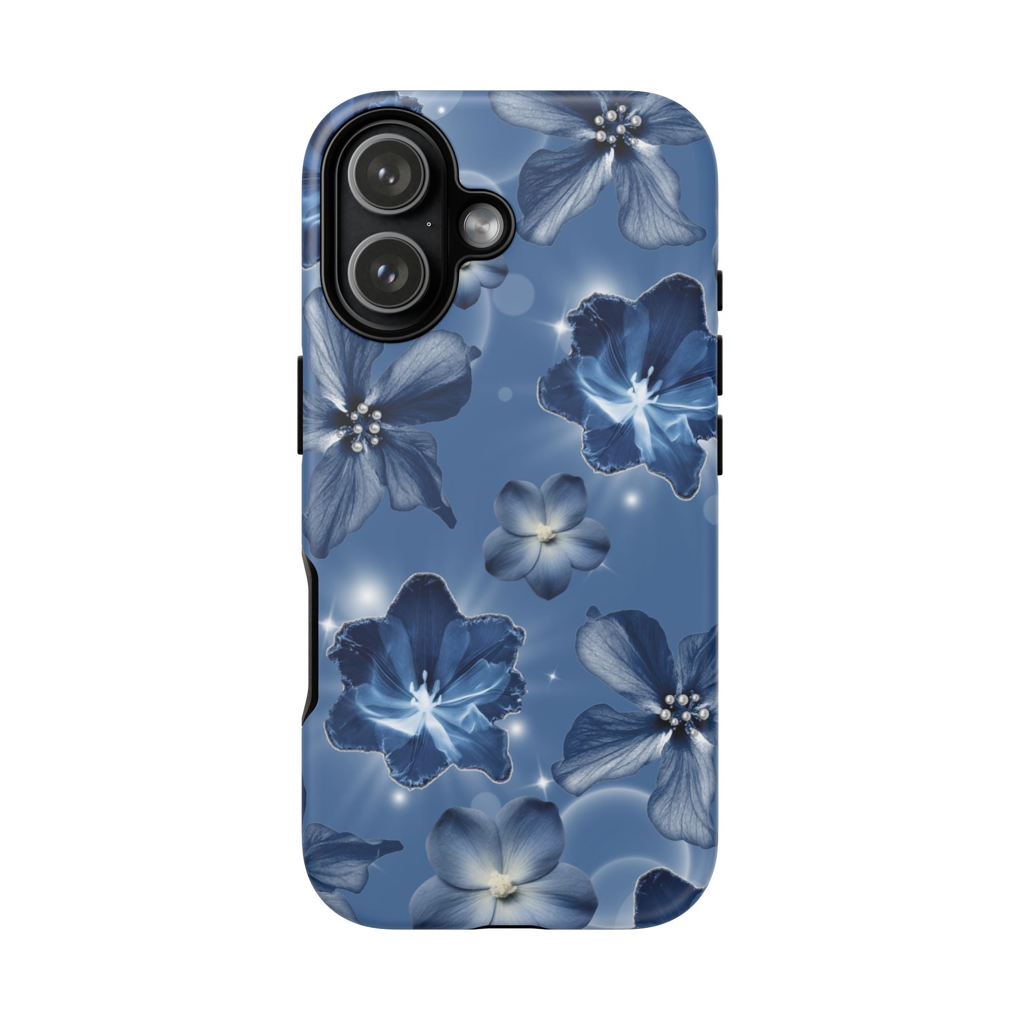 Blue Floral Tough Phone Case — Protective Blossom Design