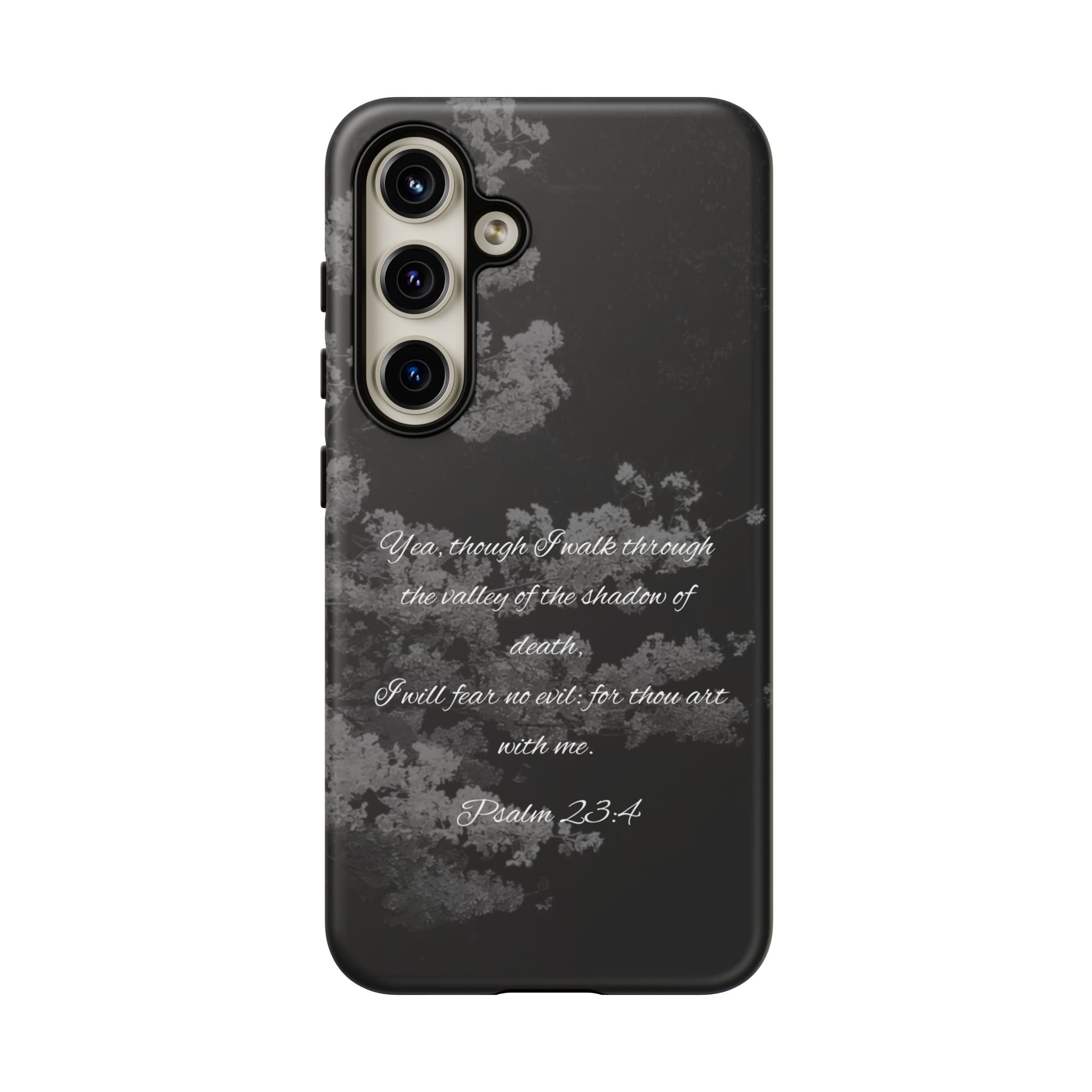 Bible Verse Phone Case — Psalm 23:4 Comfort Black Protective Cover