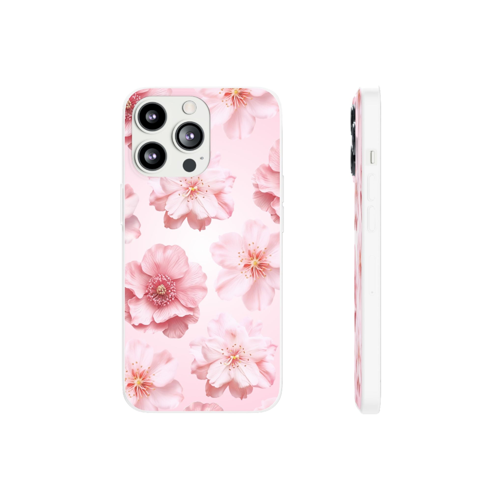 Pink Cherry Blossom Phone Case — Floral Slim Flexi Case for iPhone
