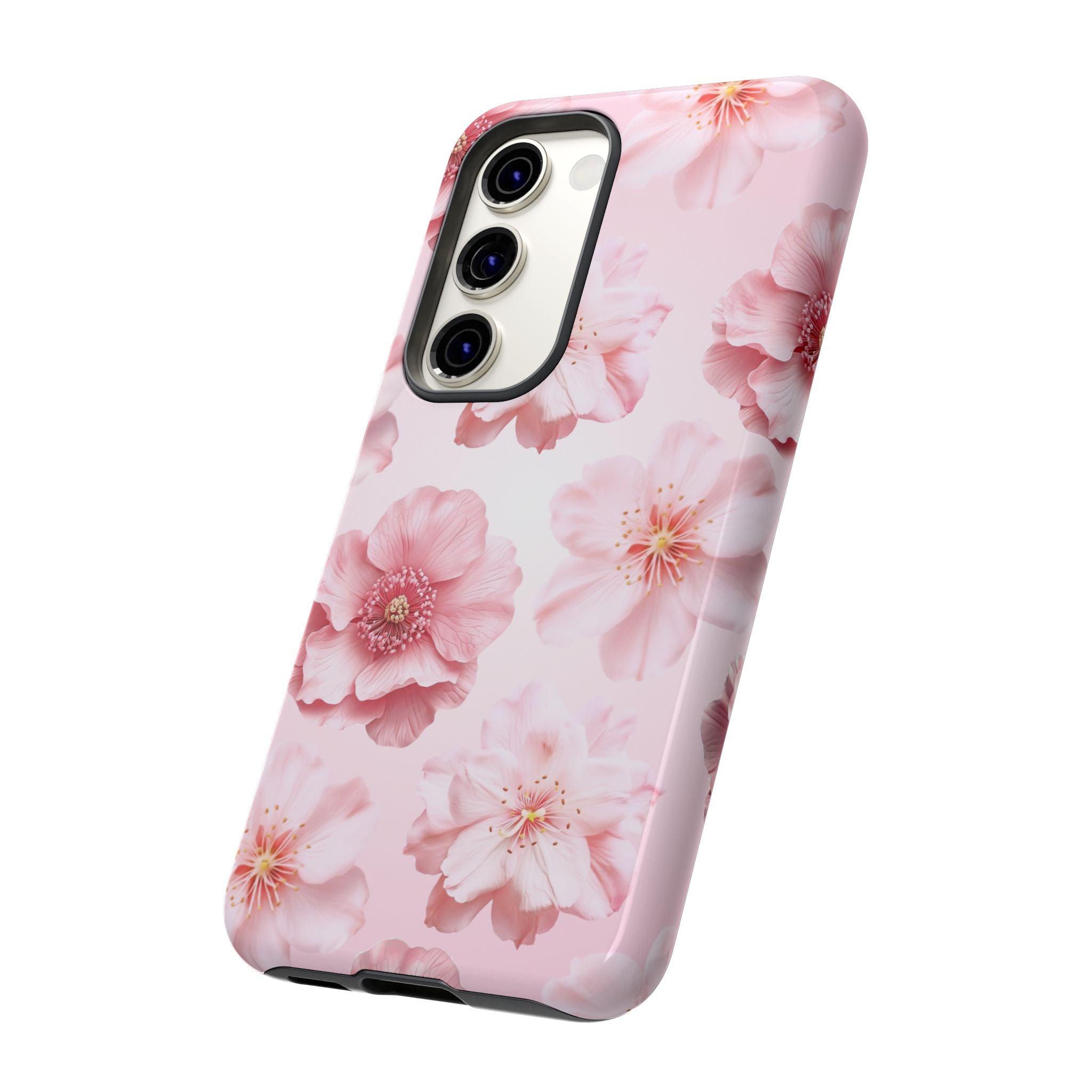Pink Floral Tough Phone Case — Protective Sakura Blossom Design