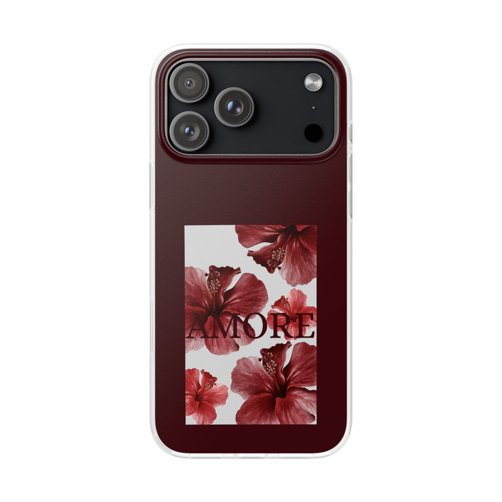 Floral Amore Phone Case — Burgundy Hibiscus Flexible Protection