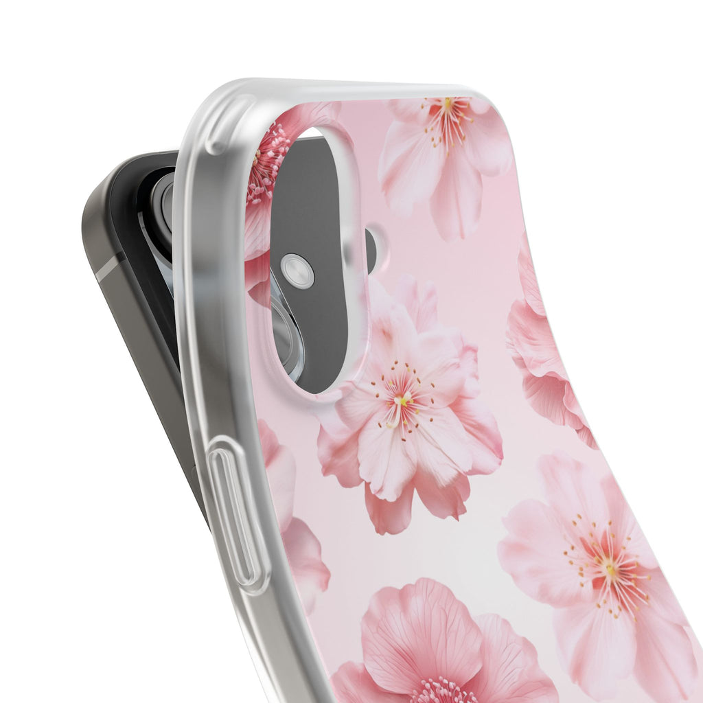 Pink Cherry Blossom Phone Case — Floral Slim Flexi Case for iPhone