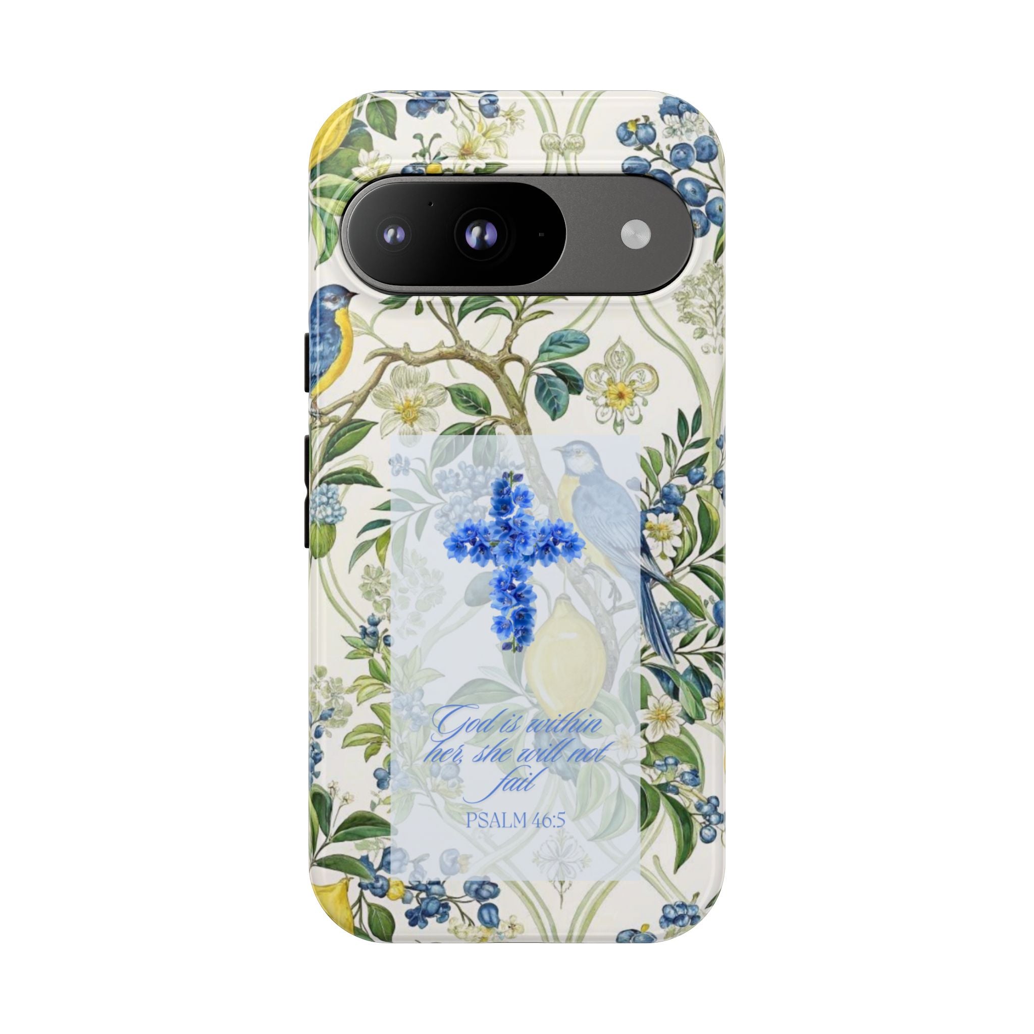 Floral Cross Tough Phone Case — Psalms Blessing Protective Cover