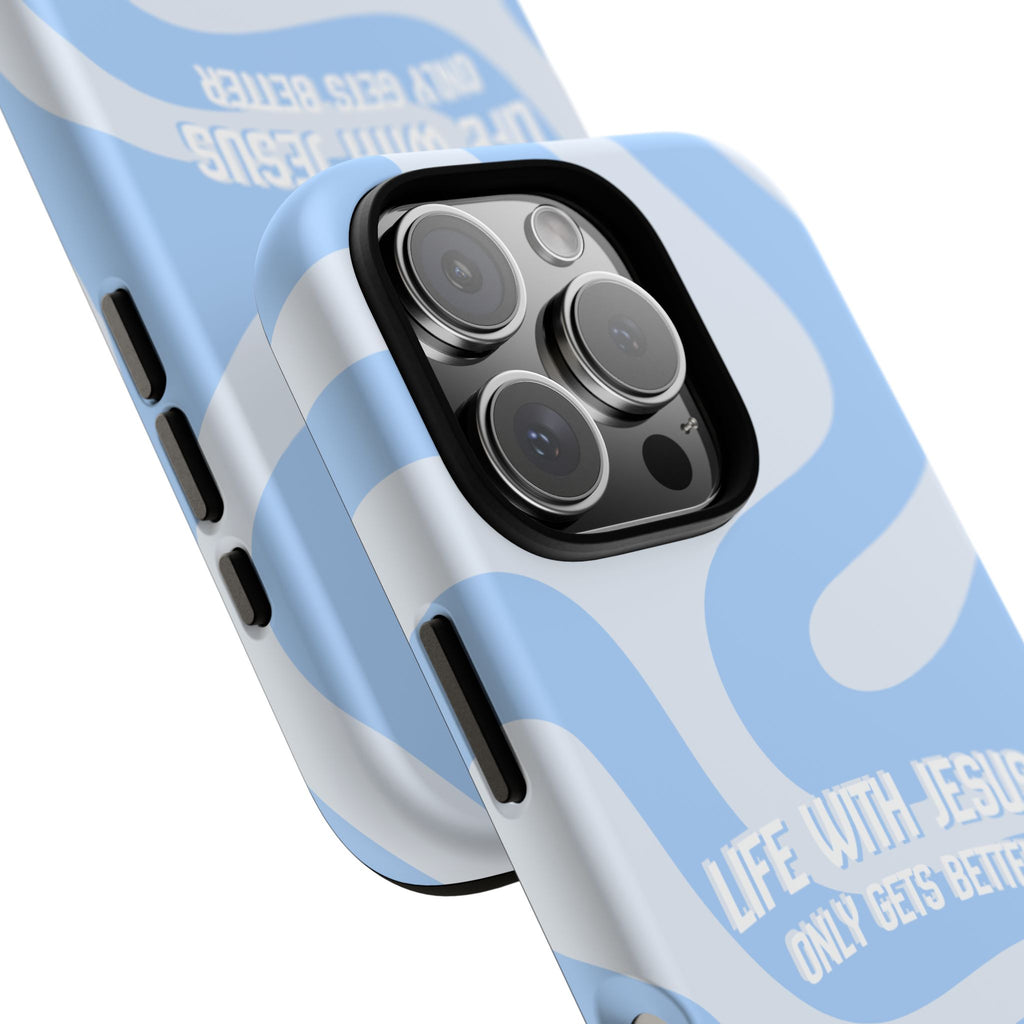Blue Swirl Phone Case - "Life With Jesus Only Gets Better" Christian iPhone Cover