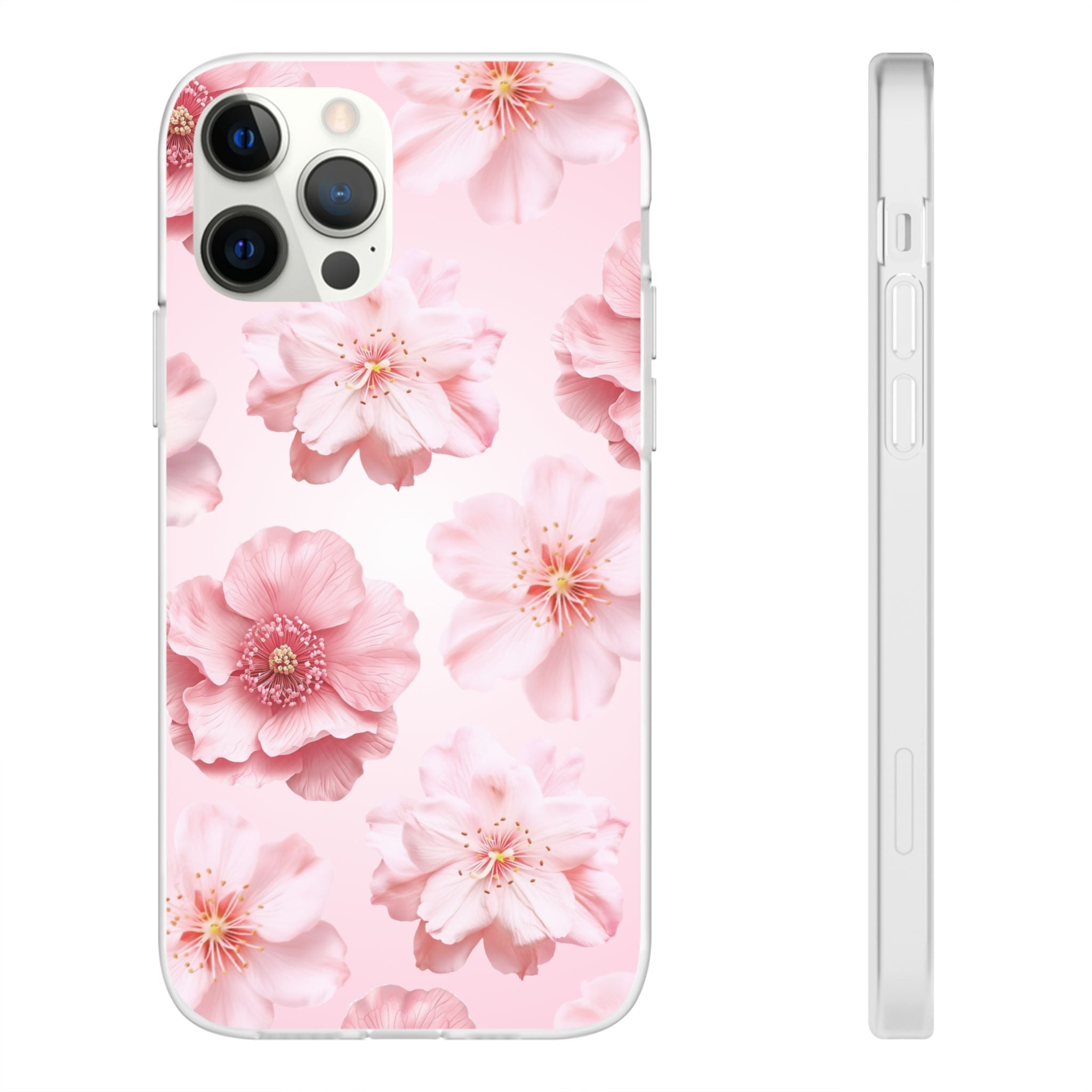 Pink Cherry Blossom Phone Case — Floral Slim Flexi Case for iPhone