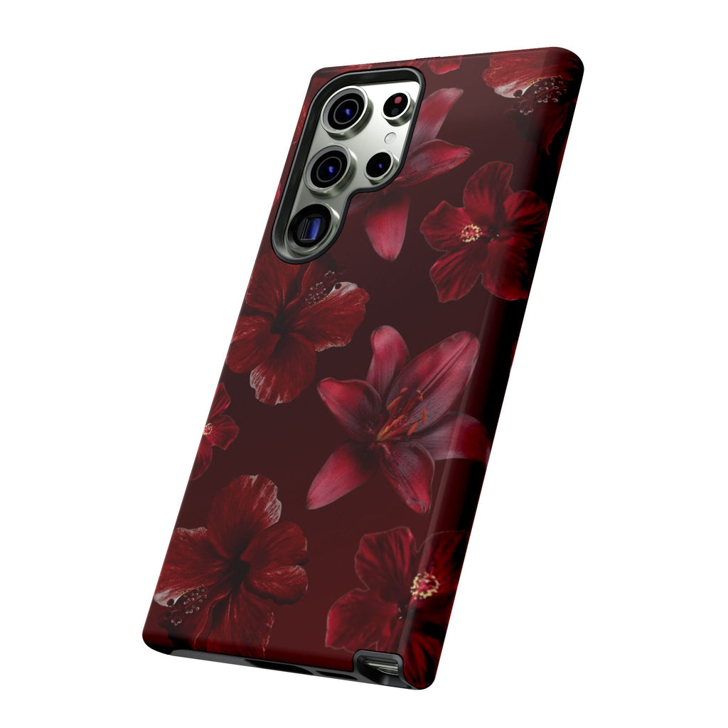 Tough Cases - Dark Red Floral Phone Case