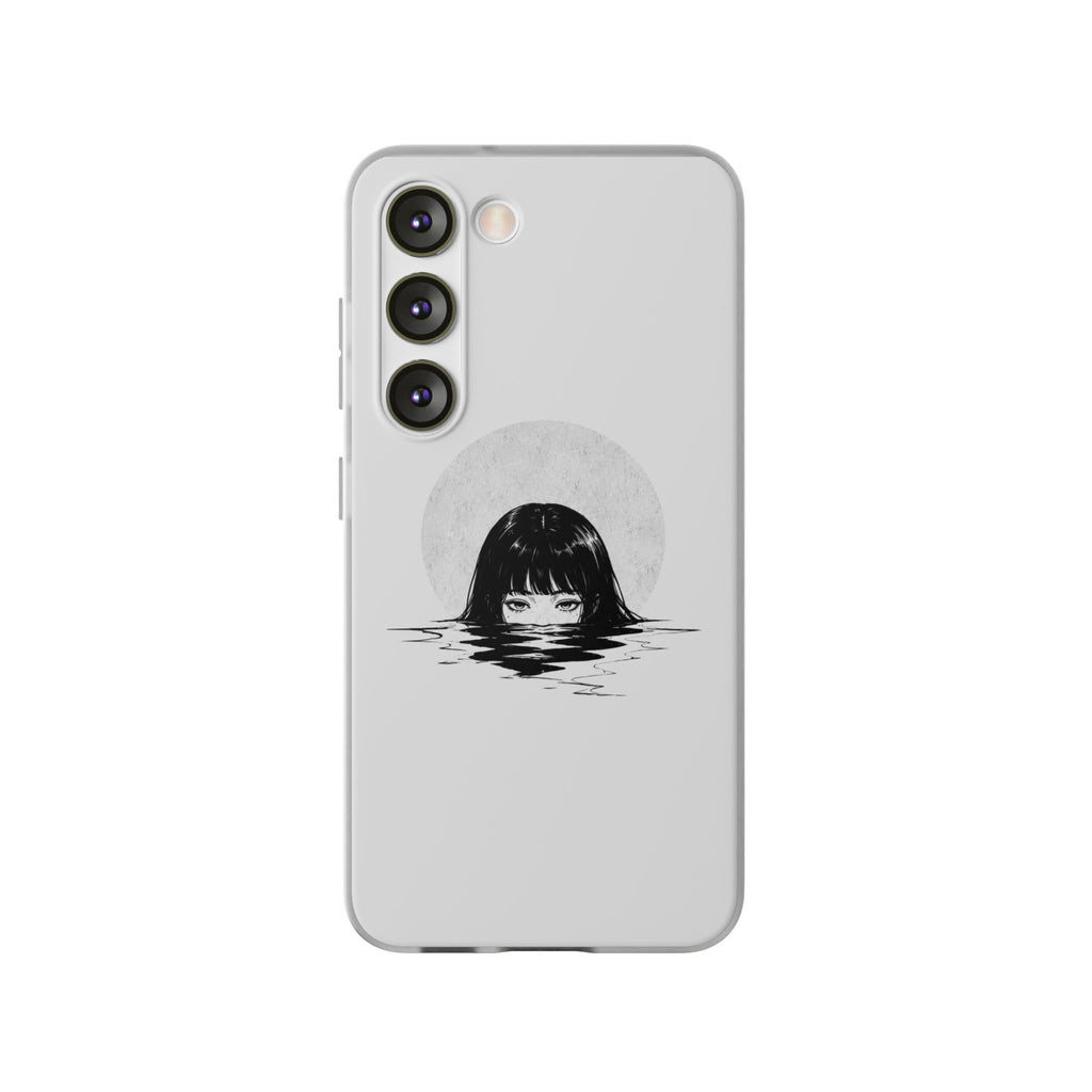 Minimalist Creepy Girl Moon Design