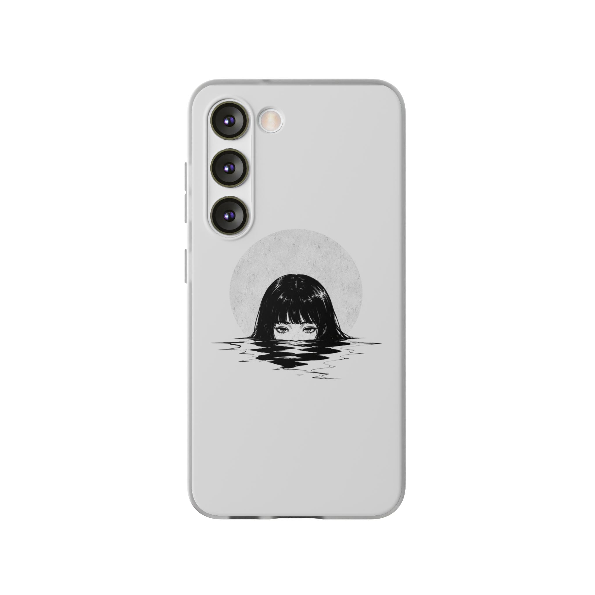 Minimalist Creepy Girl Moon Design