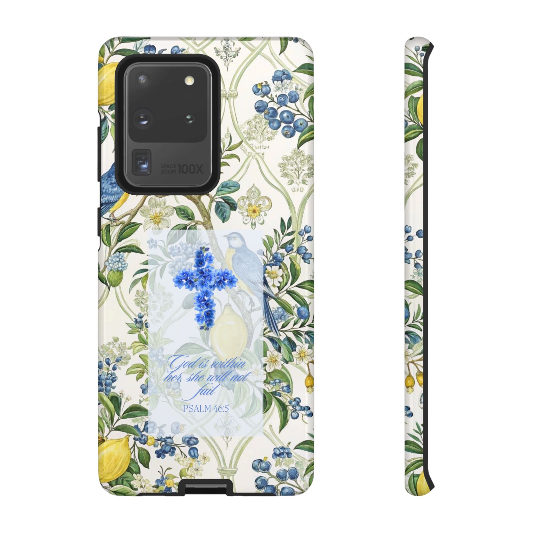 Floral Cross Tough Phone Case — Psalms Blessing Protective Cover