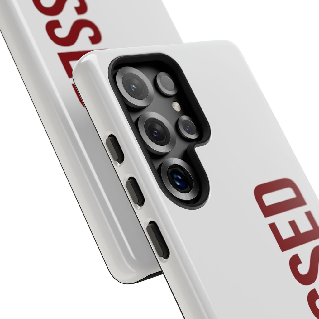 Blessed Vertical Phone Case — Protective Slim iPhone Cover with Red 'BLESSED' Text