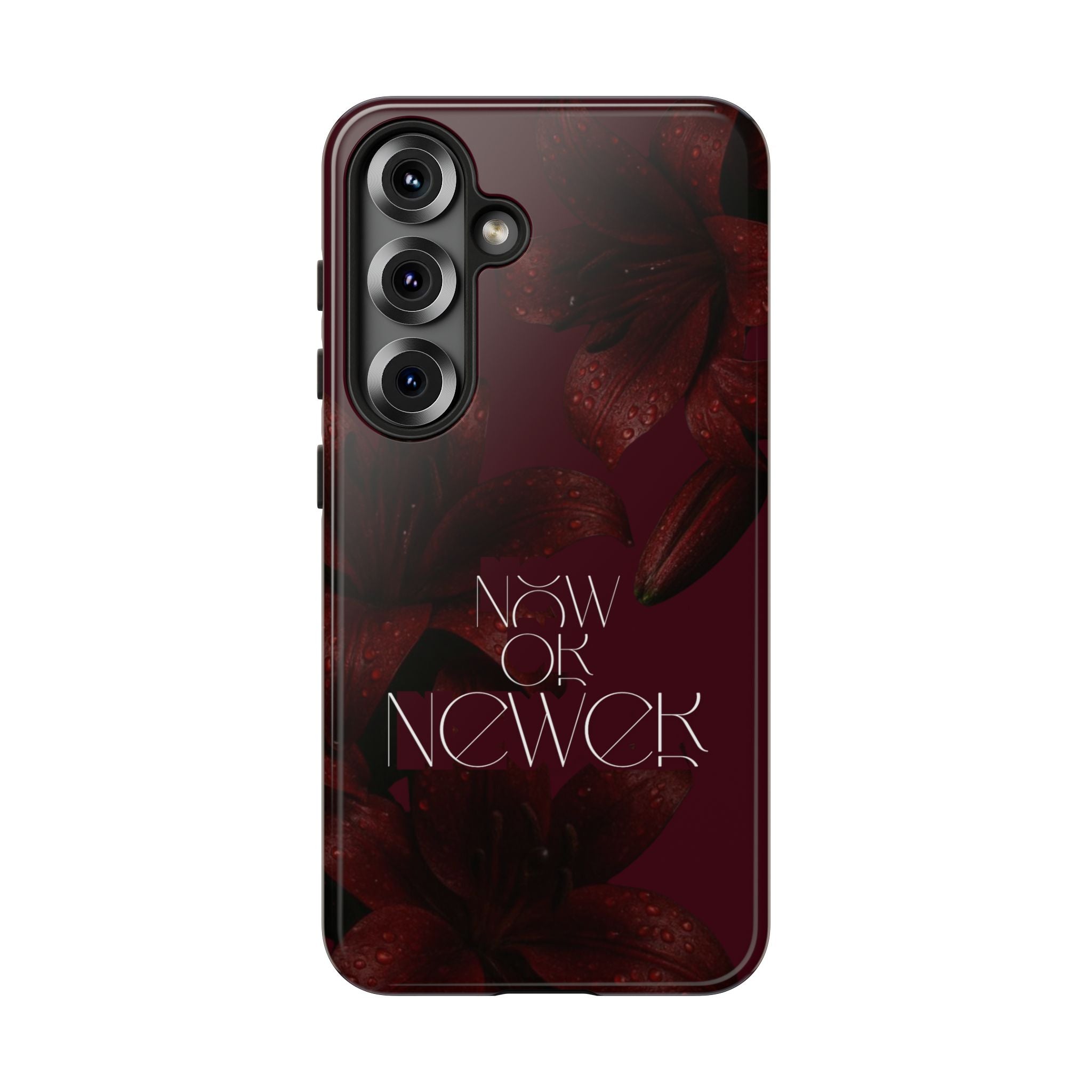 Tough Cases – Burgundy Floral “Now or Never” Protective Phone Case