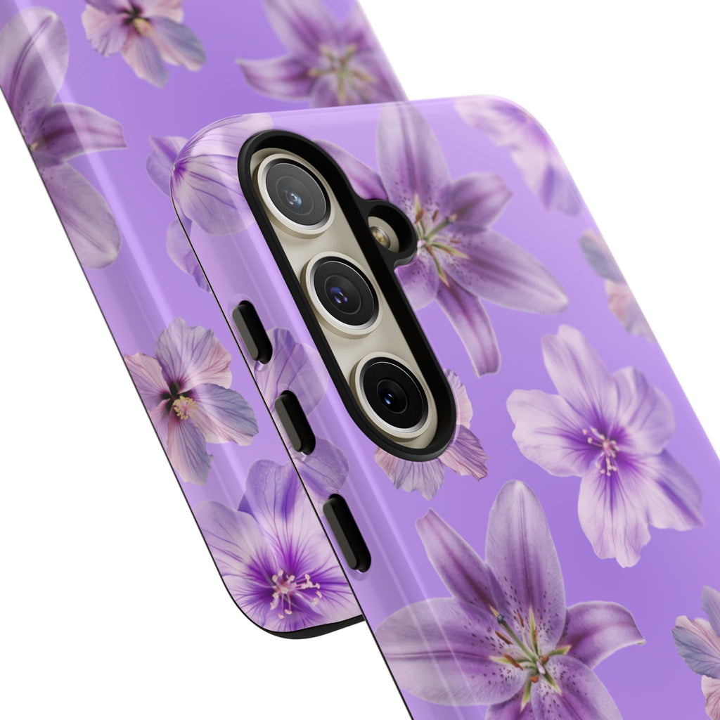 Floral Lavender Tough Phone Case – Purple Blossom Protective Cover