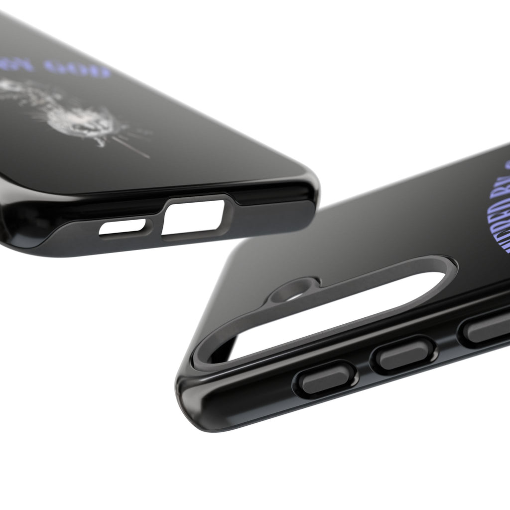 Phone Case — "Powered by God" Black Protective Case with Angelic Skull Design