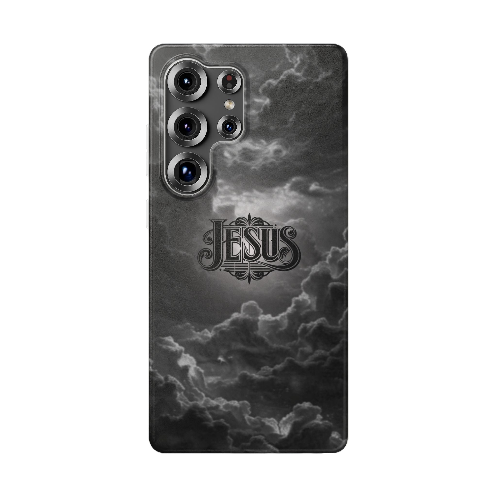 Jesus Cloud Phone Case — Faith-Inspired Flexi Case with 'Jesus' Script