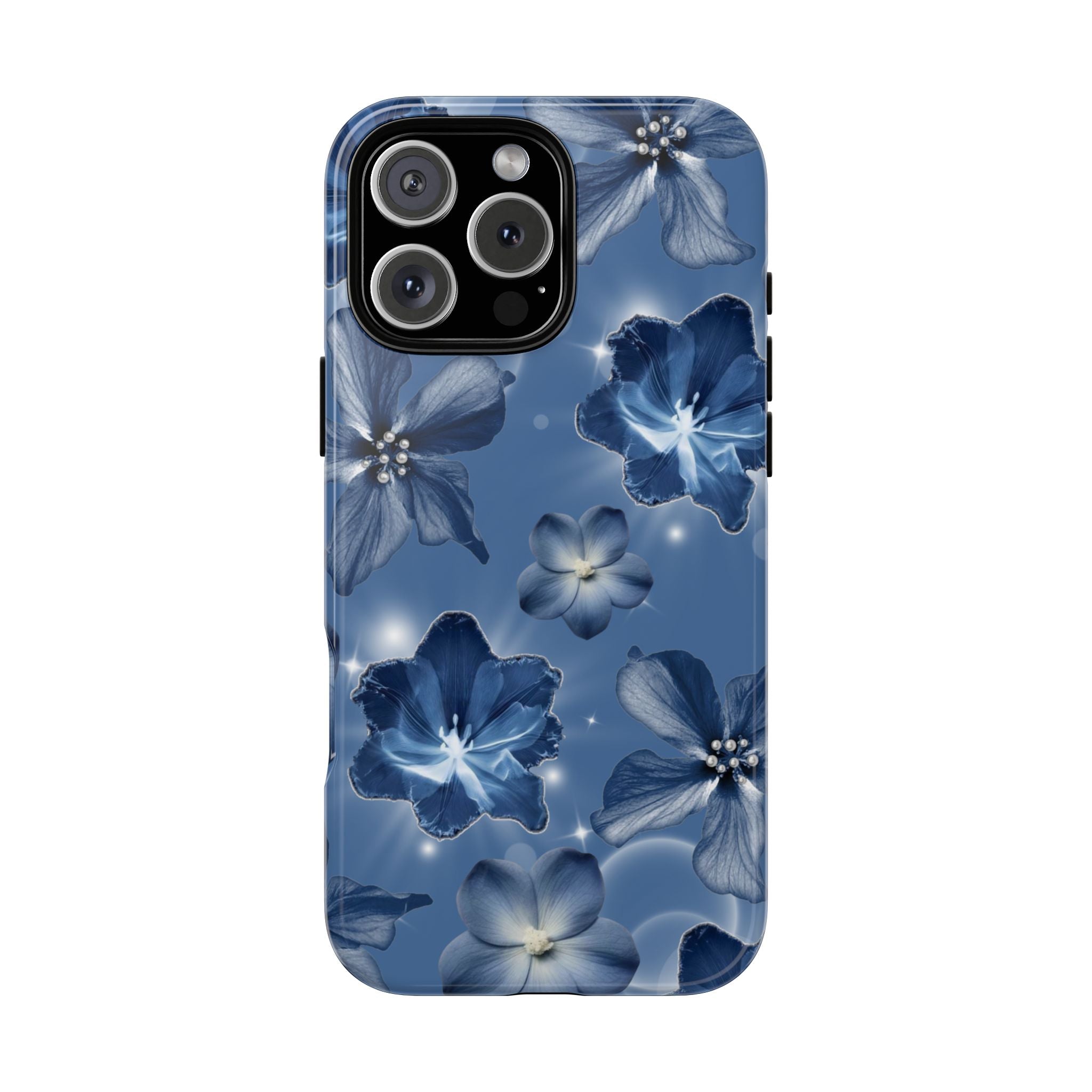 Blue Floral Tough Phone Case — Protective Blossom Design
