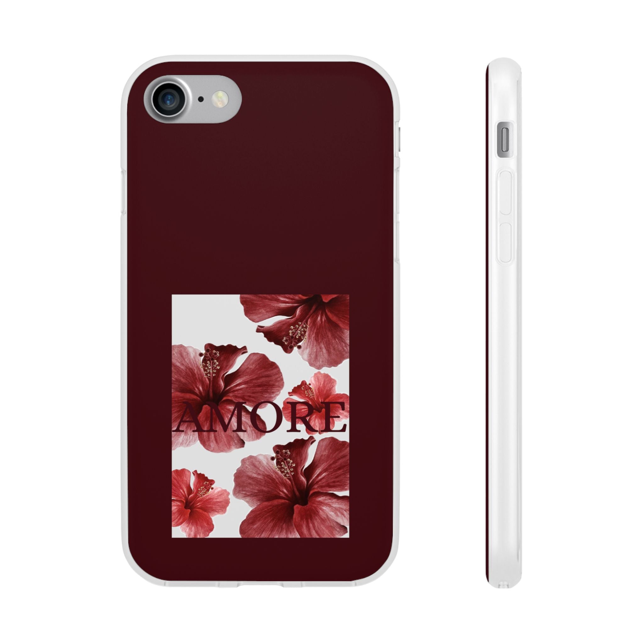 Floral Amore Phone Case — Burgundy Hibiscus Flexible Protection