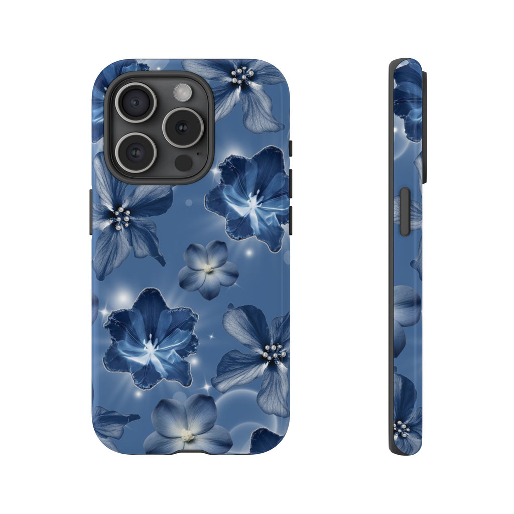 Blue Floral Tough Phone Case — Protective Blossom Design