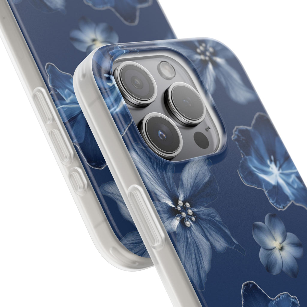 Floral Blue Phone Case — Navy Watercolor Blossom Flexi Case