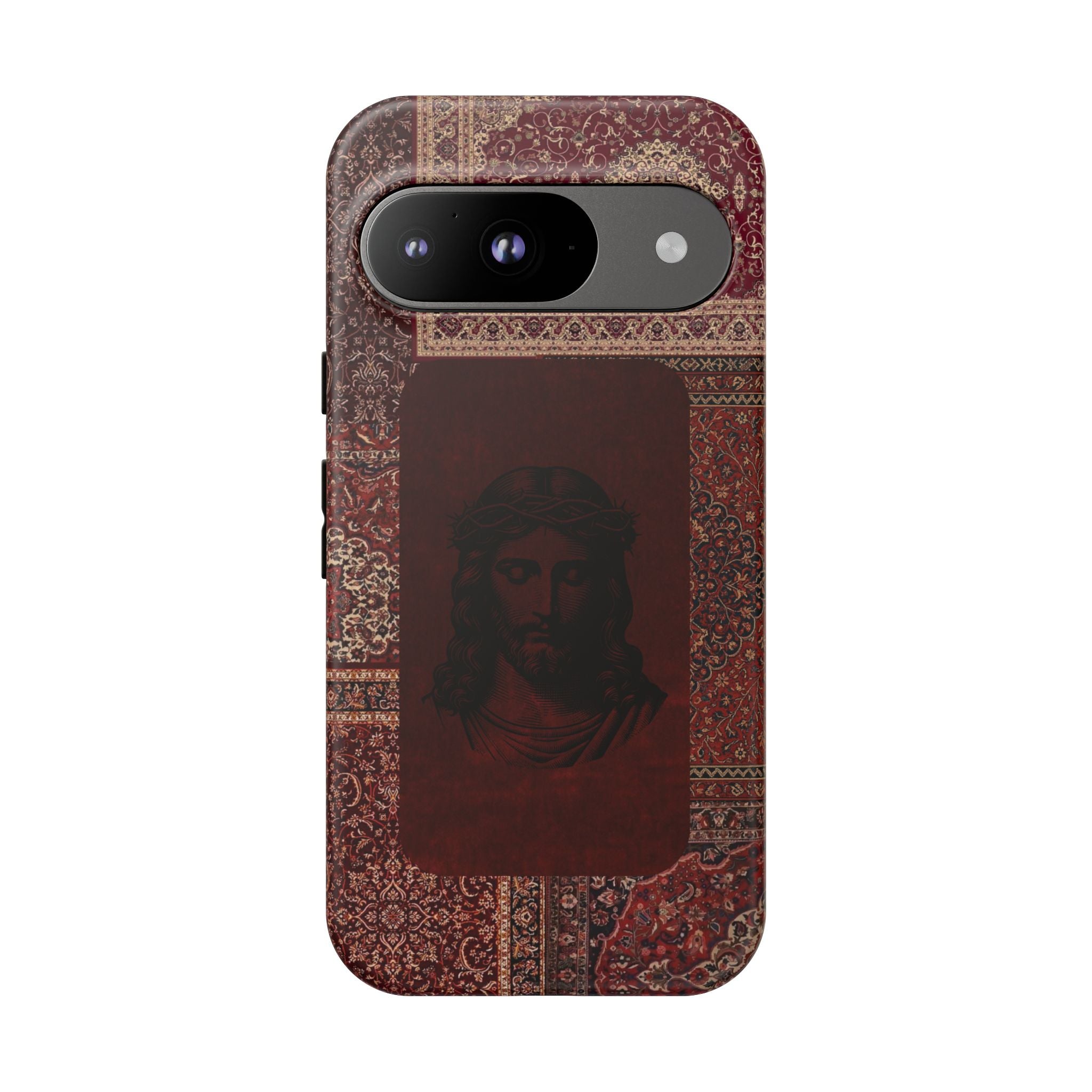Religious Vintage Rug Phone Case — Jesus Portrait Tough Case