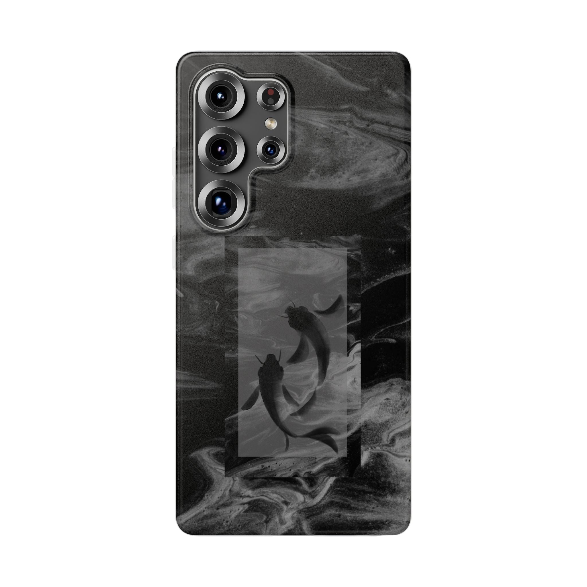 Black Koi Phone Case — Minimalist Monochrome Fish Design