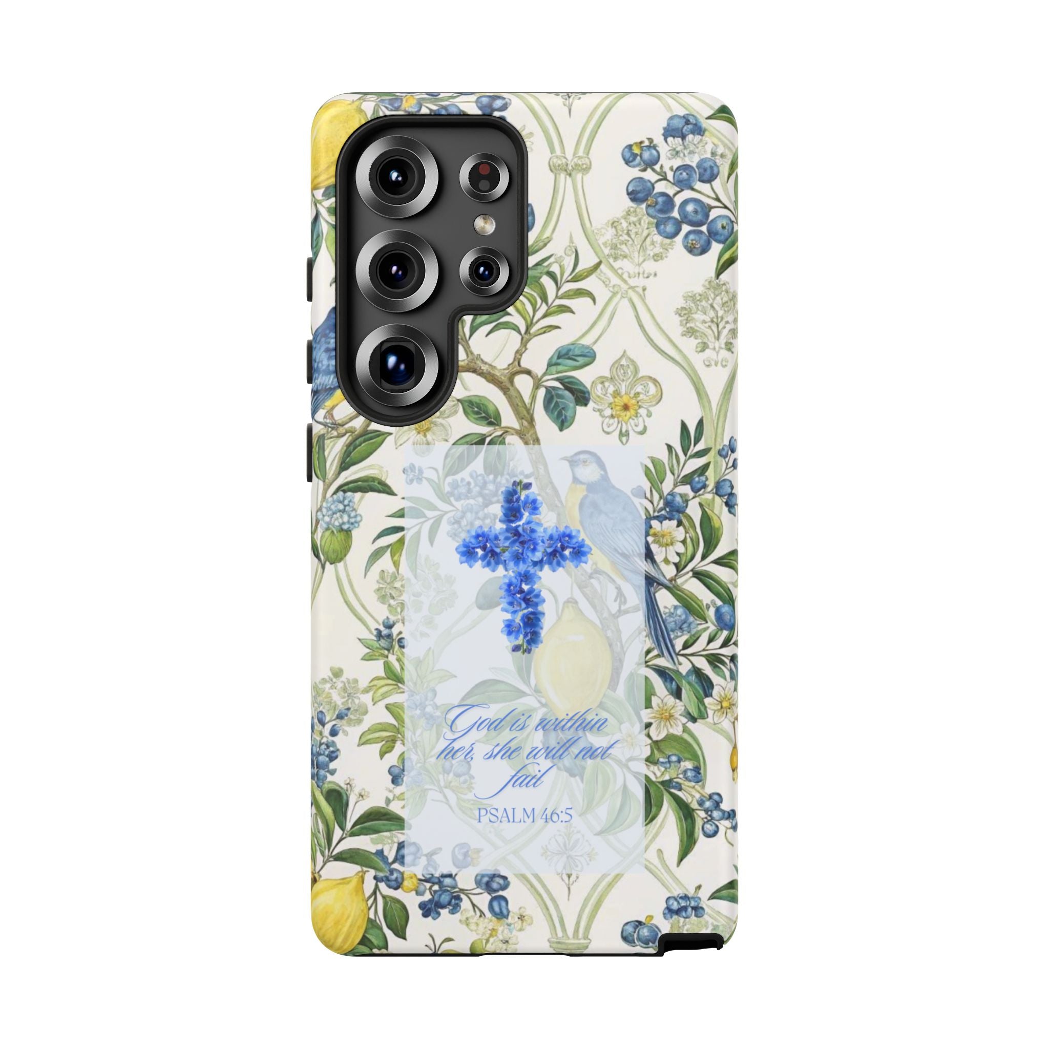 Floral Cross Tough Phone Case — Psalms Blessing Protective Cover