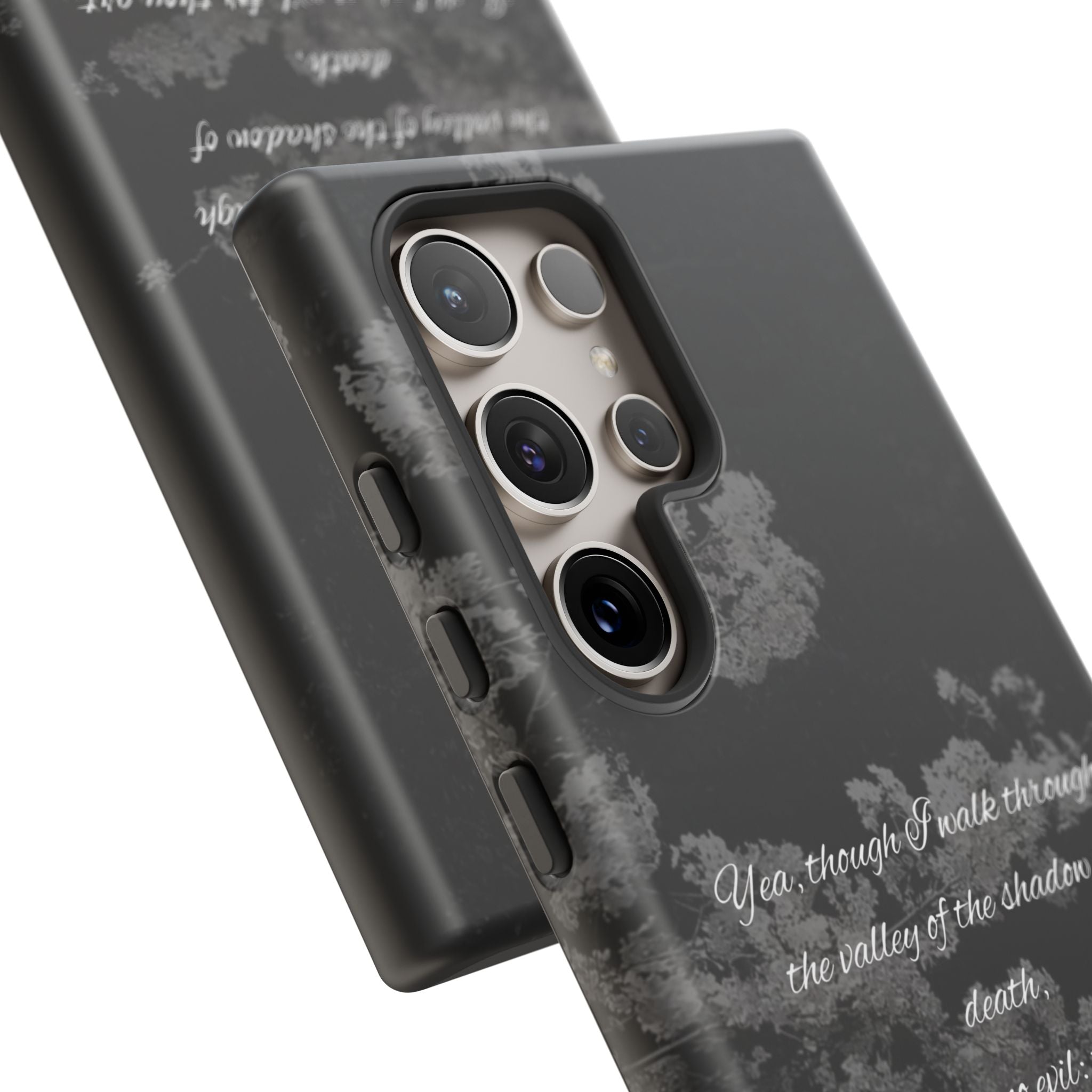 Bible Verse Phone Case — Psalm 23:4 Comfort Black Protective Cover