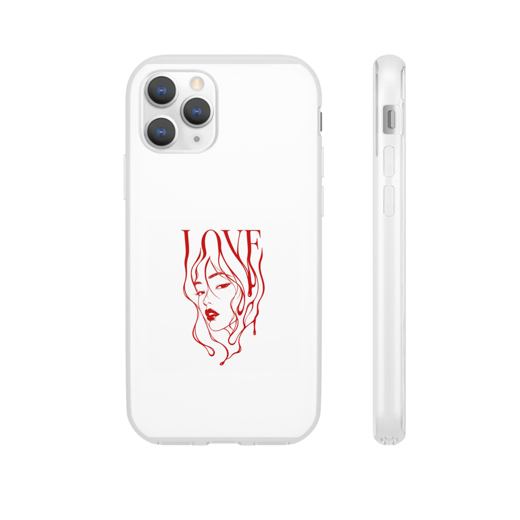 Red Line Art 'LOVE'  Face Design - Flexi Case