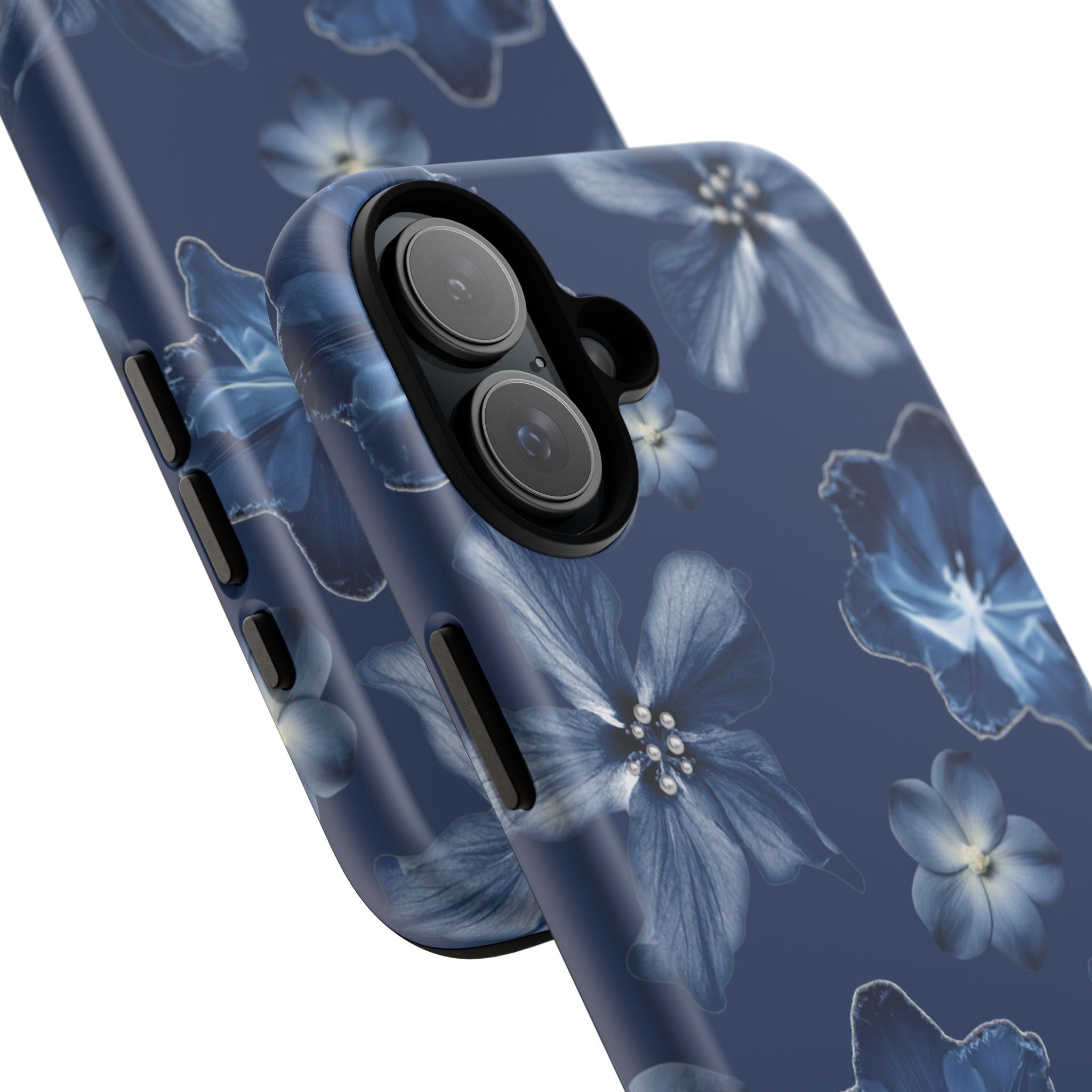 Navy Floral Tough Phone Case — Blue Bloom Protective Cover
