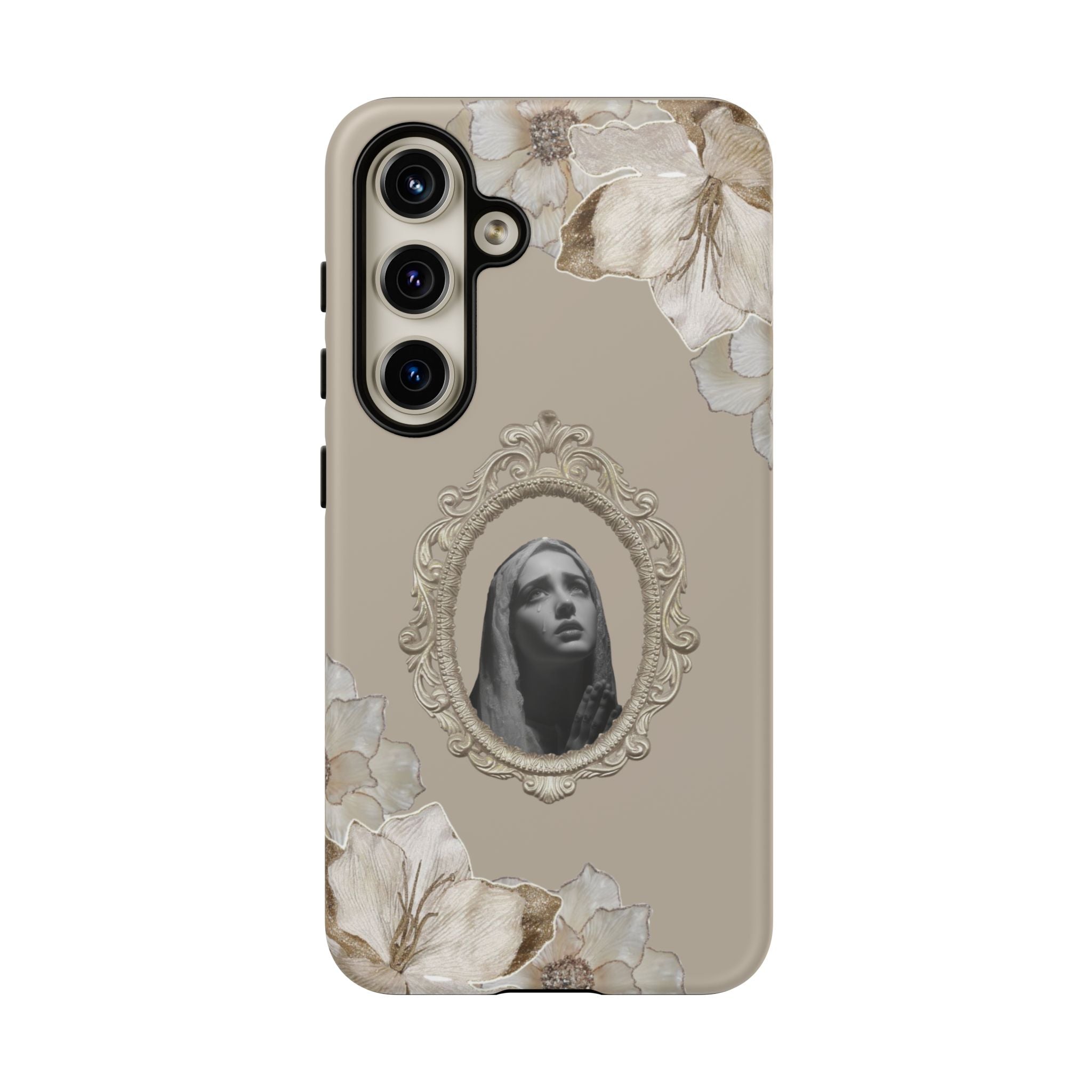 Vintage Floral Phone Case with Sacred Madonna Portrait