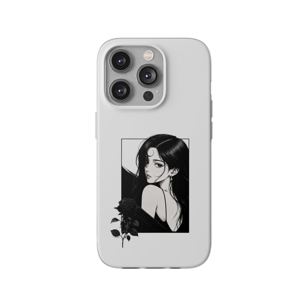 Anime Girl Noir Black Rose Illustration Flexi Case