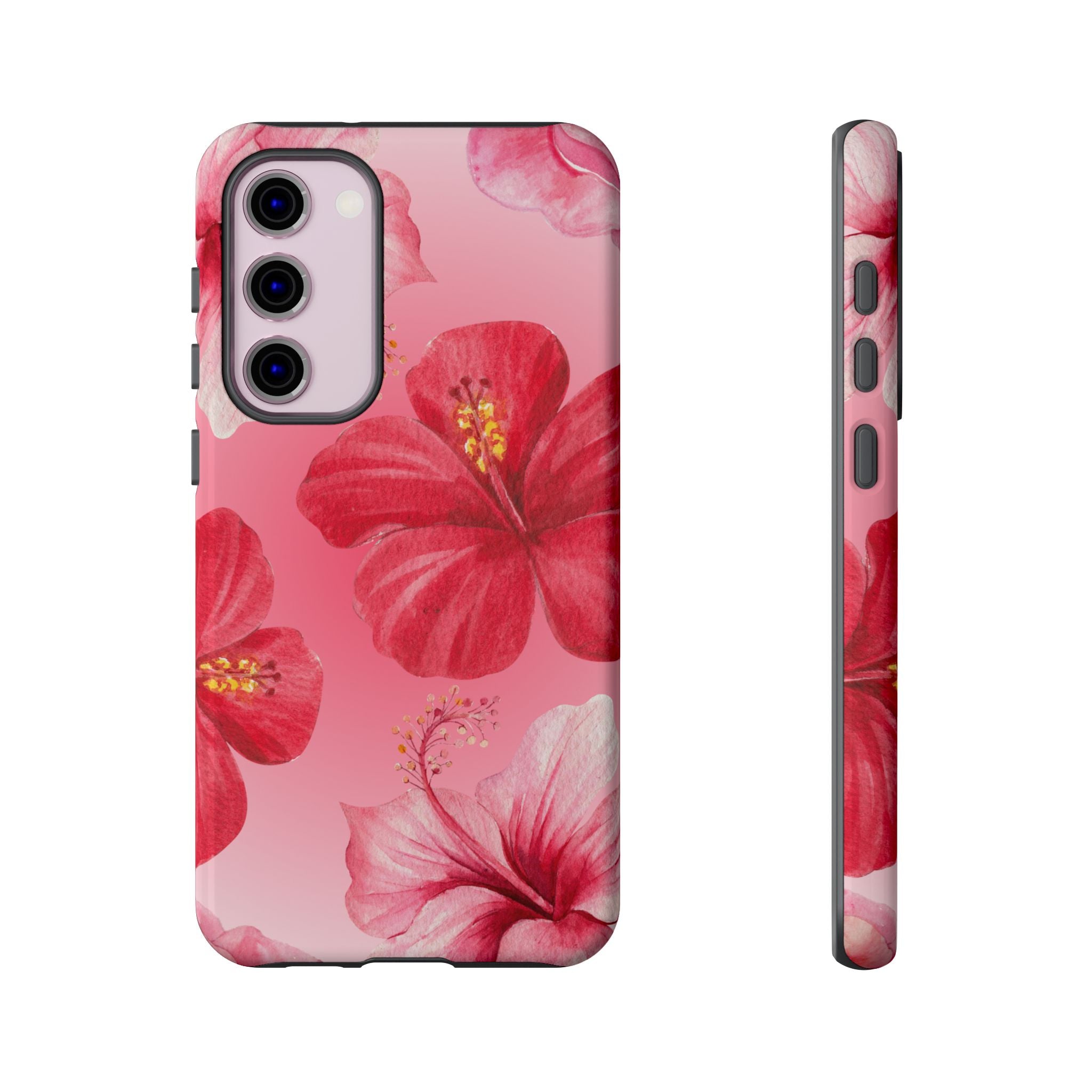 Hibiscus Pink Tough Phone Case — Floral Tropical Protective Cover