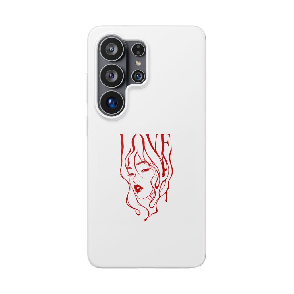 Red Line Art 'LOVE'  Face Design - Flexi Case