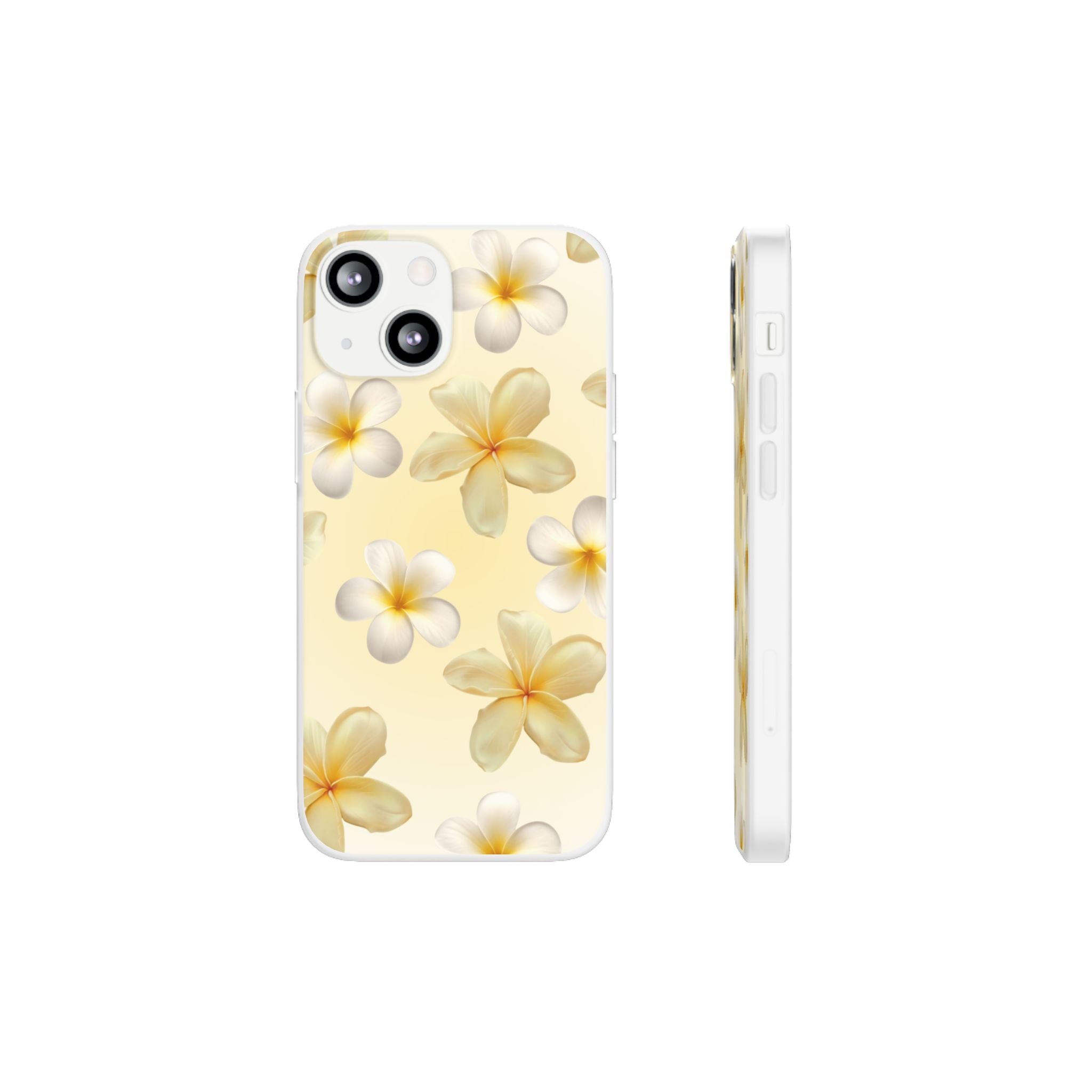 Plumeria Floral Flexi Phone Case — Tropical Yellow Flower Protective Cover