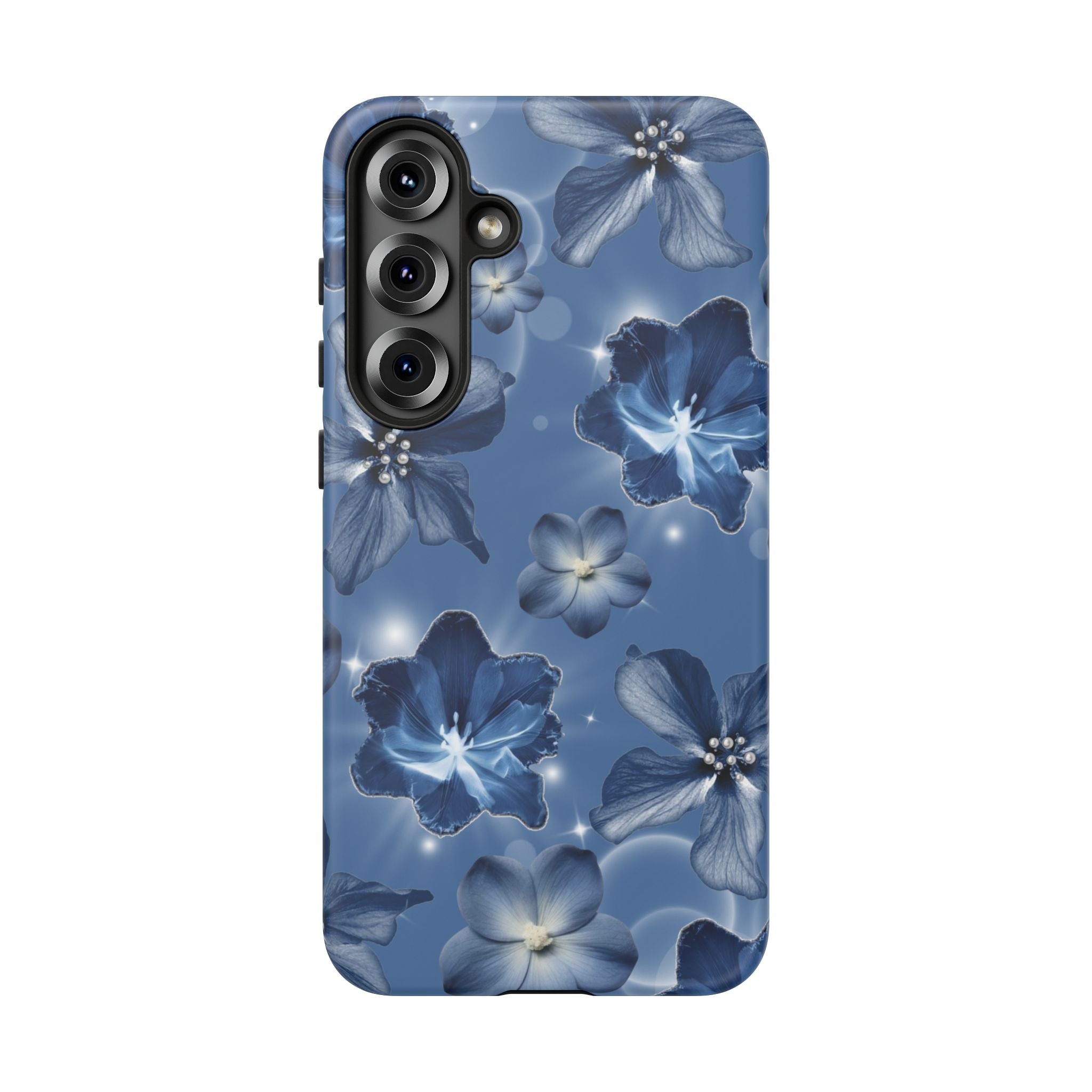 Blue Floral Tough Phone Case — Protective Blossom Design